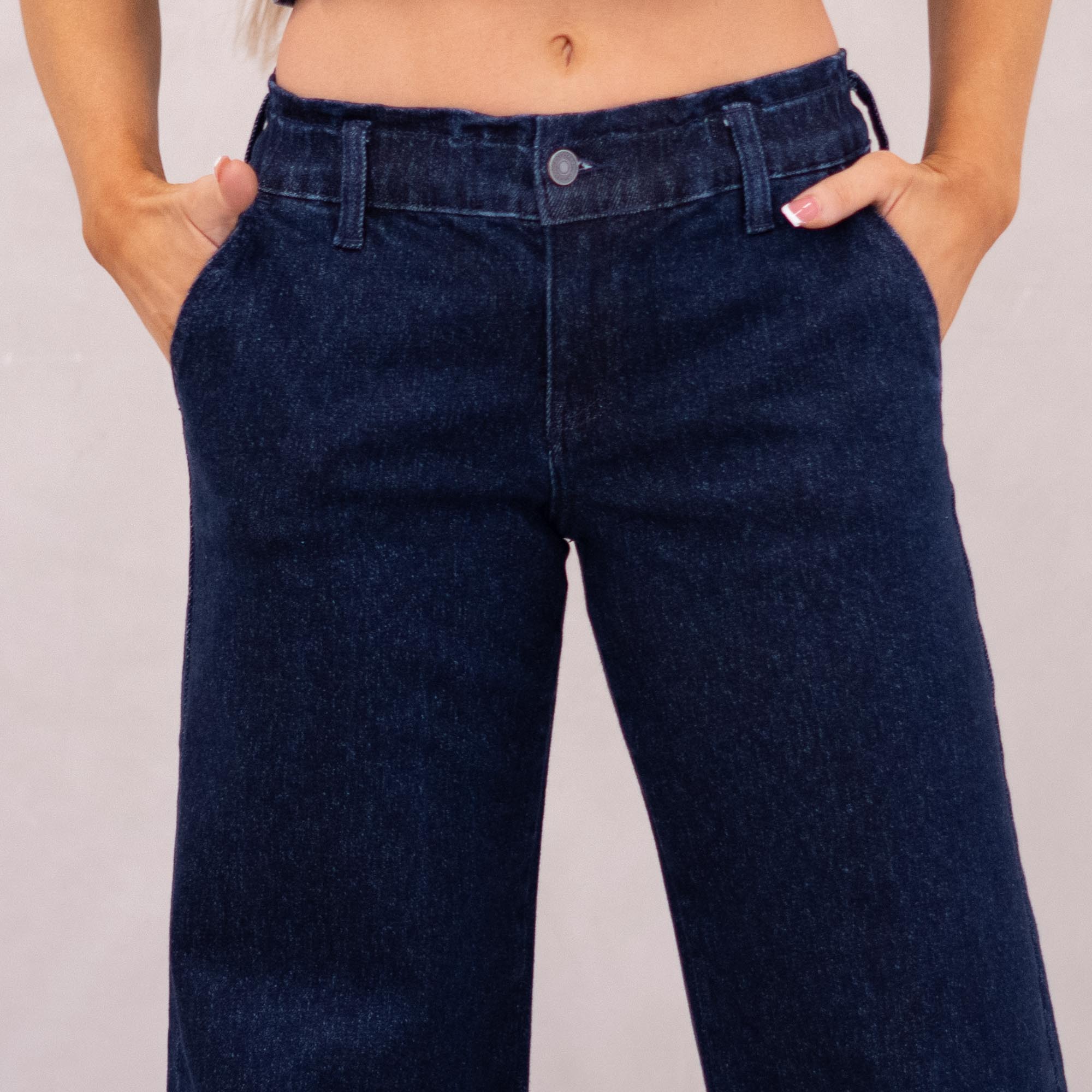 KanCan Kayla High Rise Trouser Wide Leg Dark Blue Wash