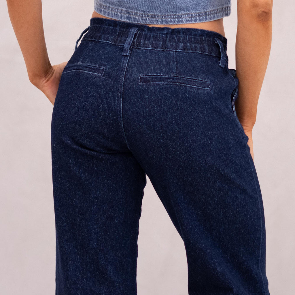 KanCan Kayla High Rise Trouser Wide Leg Dark Blue Wash