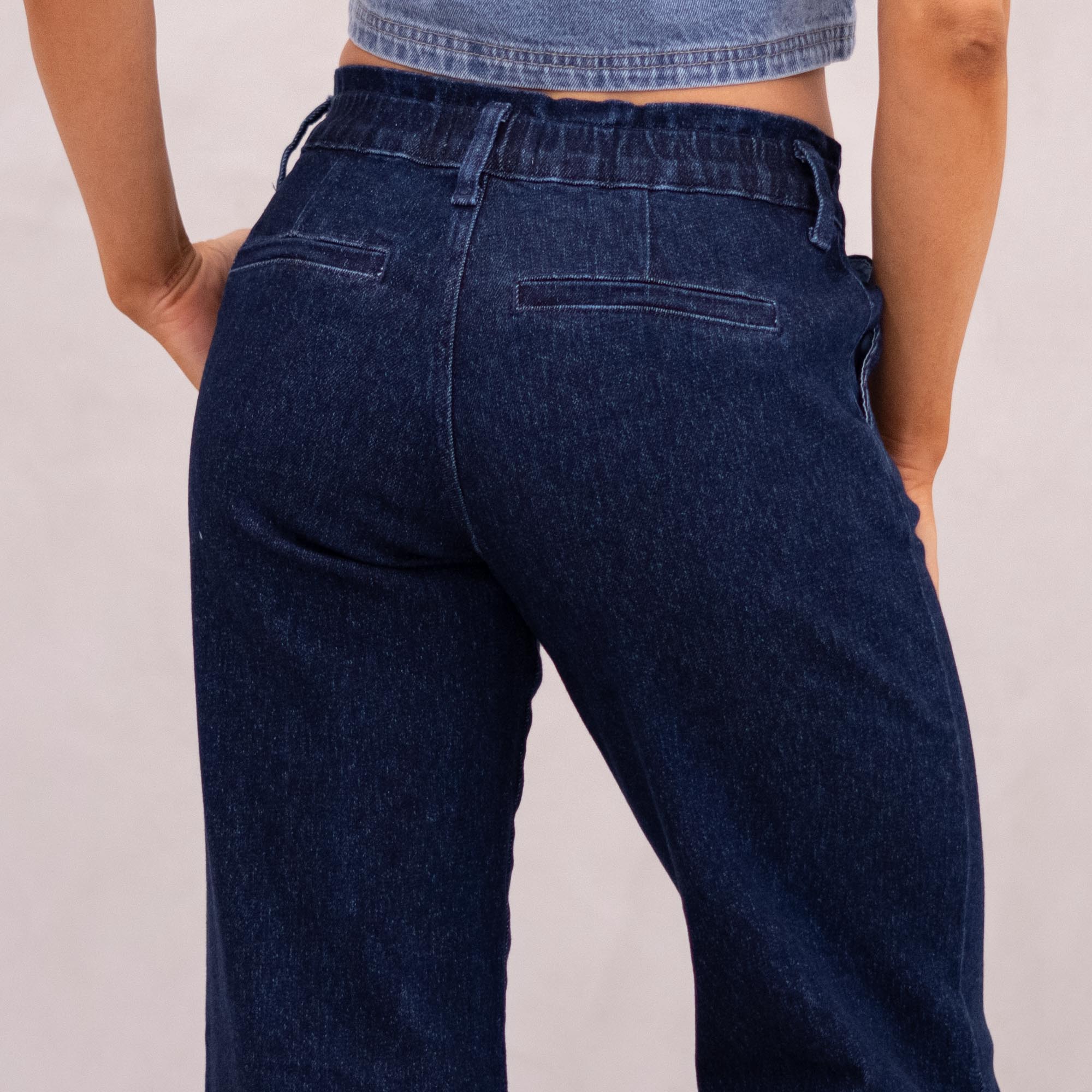 KanCan Kayla High Rise Trouser Wide Leg Dark Blue Wash