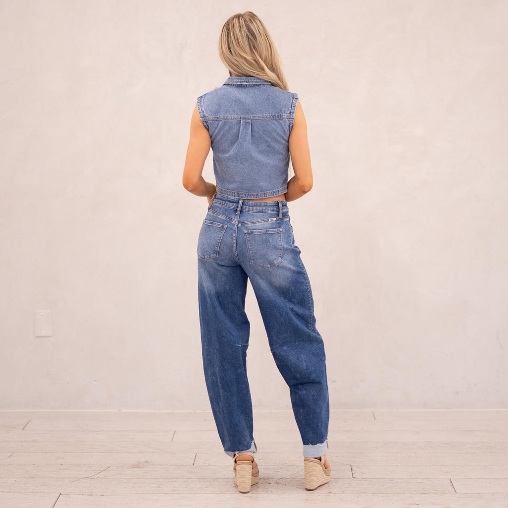 KanCan Maeby Knit Low Slung Horseshoe Jeans Medium Blue