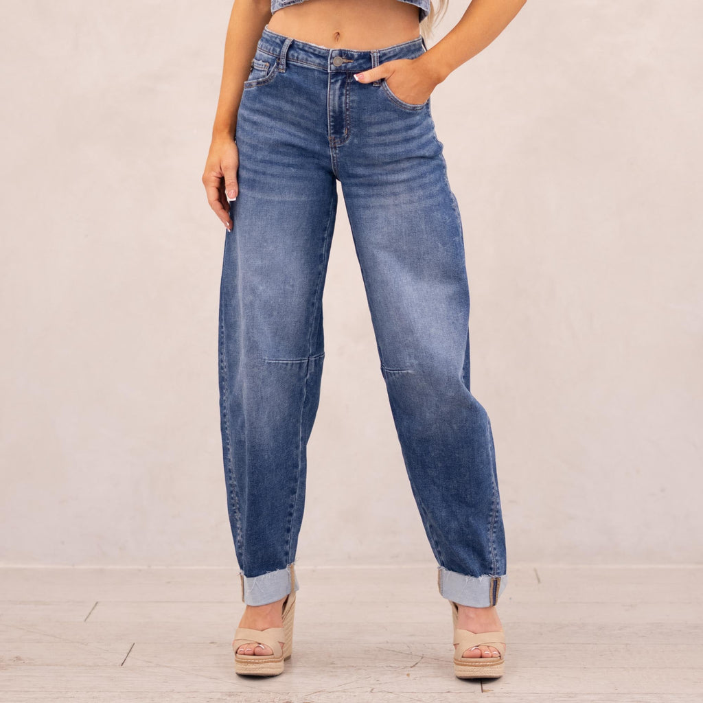 KanCan Maeby Knit Low Slung Horseshoe Jeans Medium Blue