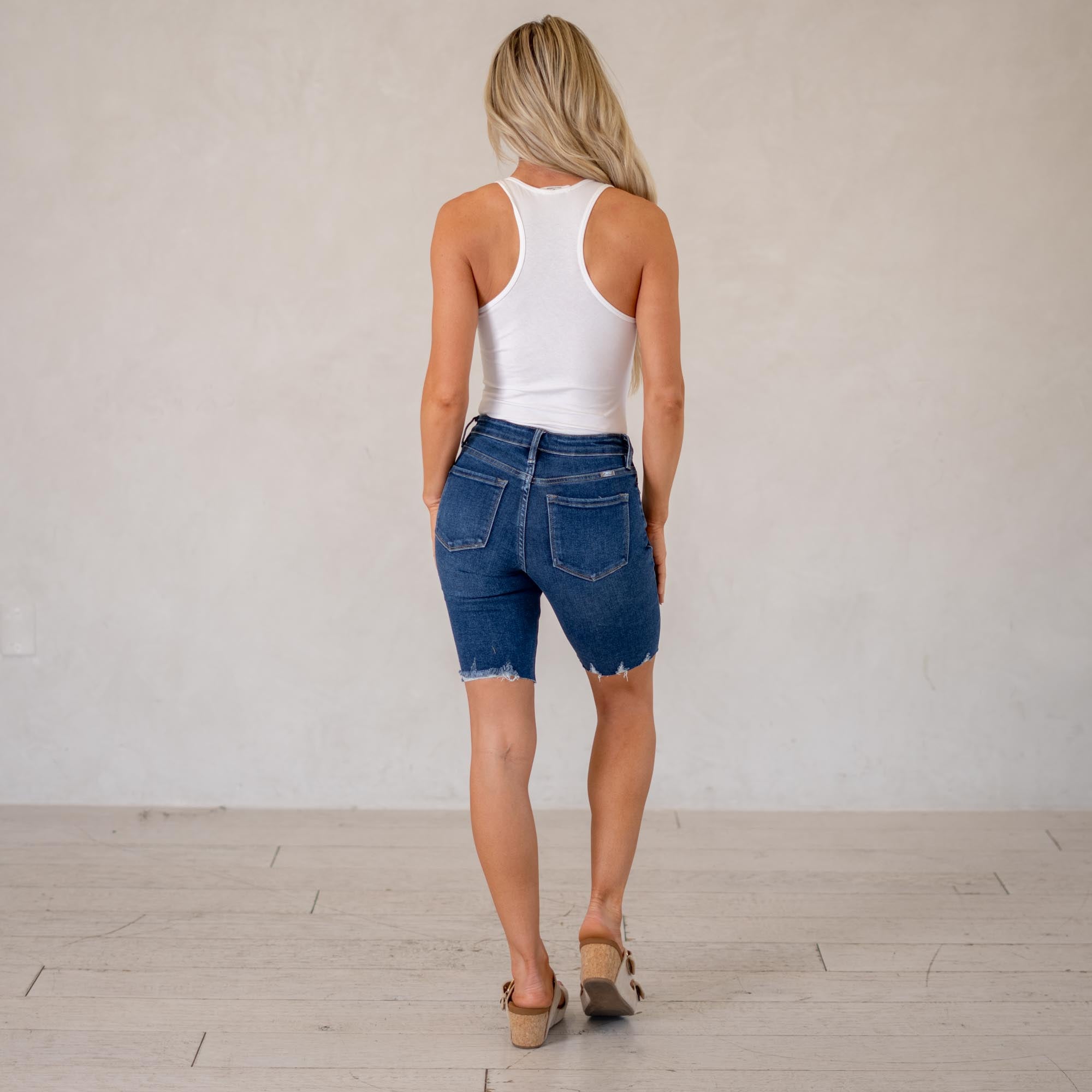 KanCan Dockweiler Essentials Mid Rise Bermuda Shorts Dark Blue