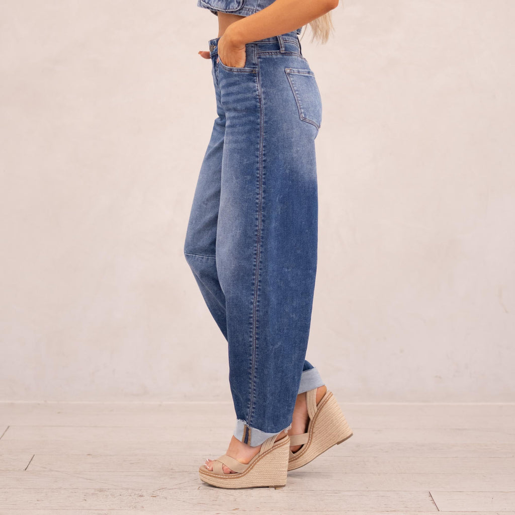 KanCan Maeby Knit Low Slung Horseshoe Jeans Medium Blue