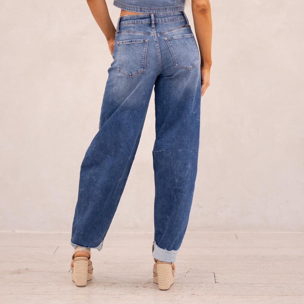 KanCan Maeby Knit Low Slung Horseshoe Jeans Medium Blue