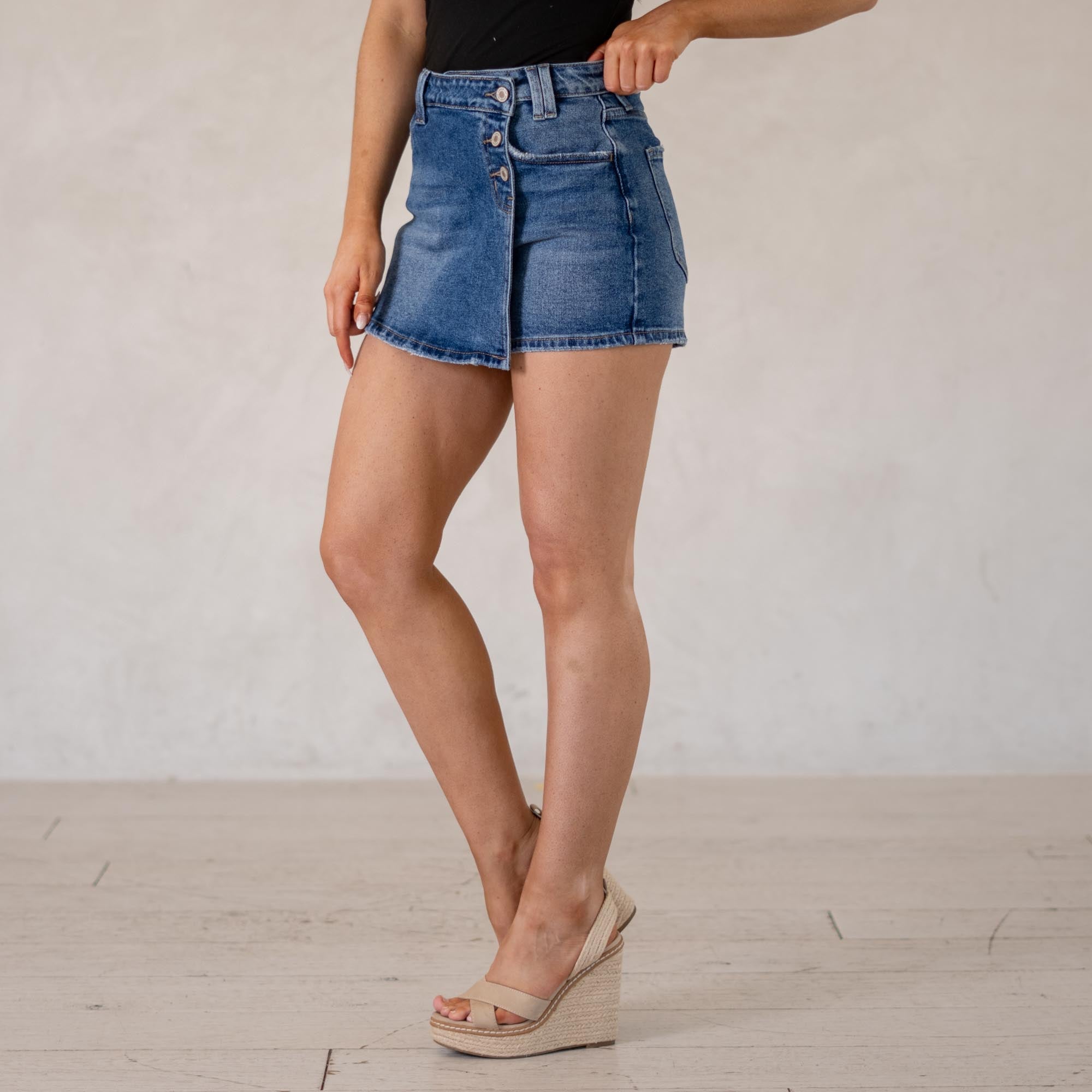 KanCan Duckie High Rise Skort Medium Blue