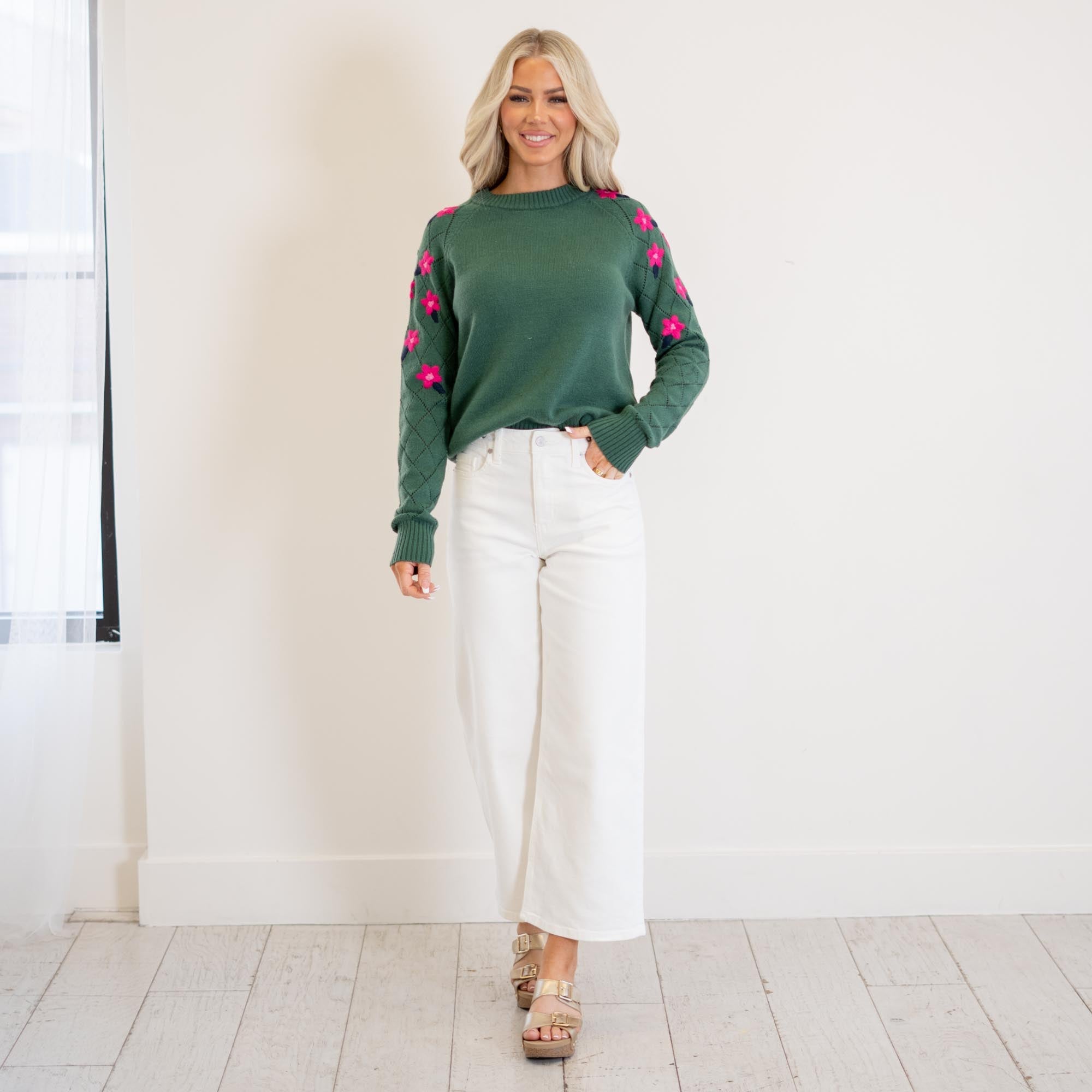 KanCan Calla Ultra High Rise Crop Wide White