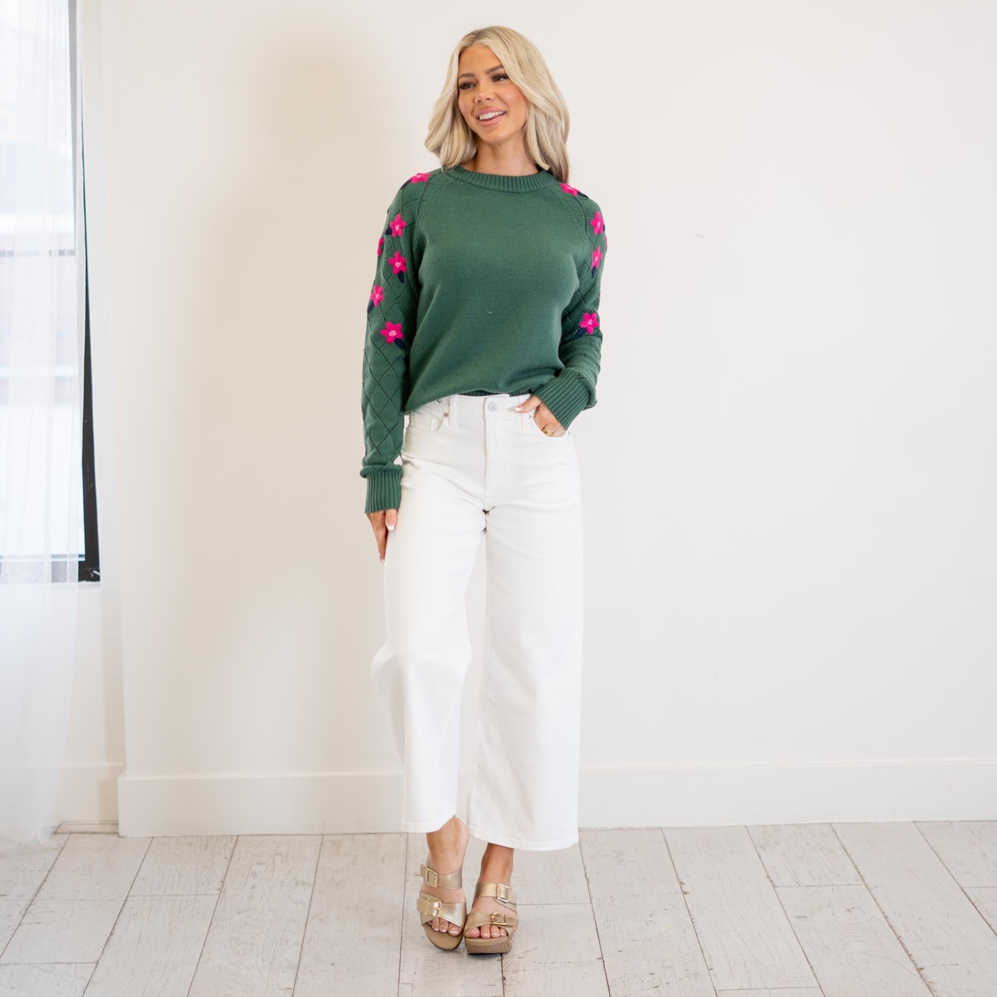 KanCan Calla Ultra High Rise Crop Wide White