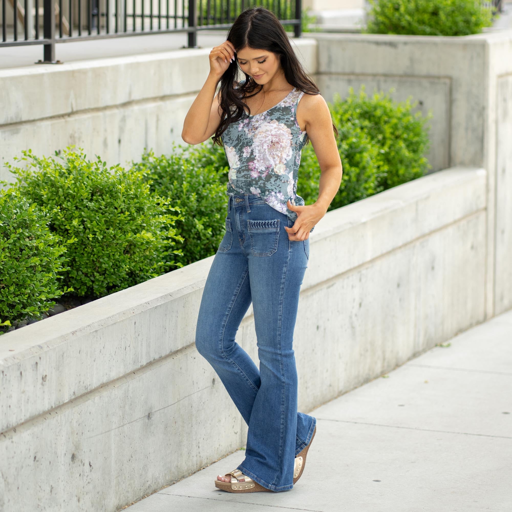 KanCan Kasey High Rise Flare Jeans Medium Blue Wash