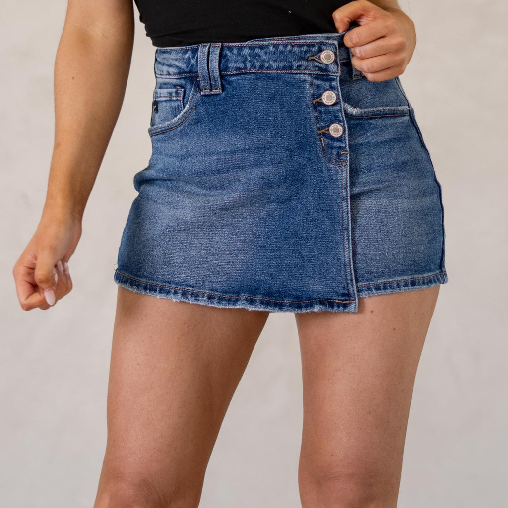 KanCan Duckie High Rise Skort Medium Blue