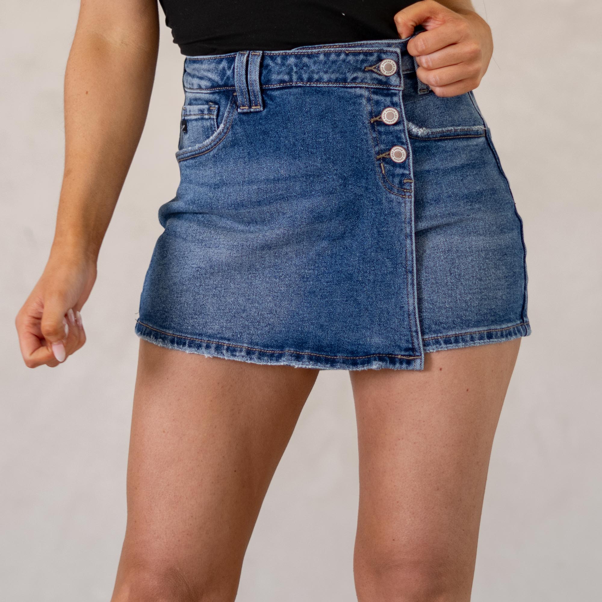 KanCan Duckie High Rise Skort Medium Blue
