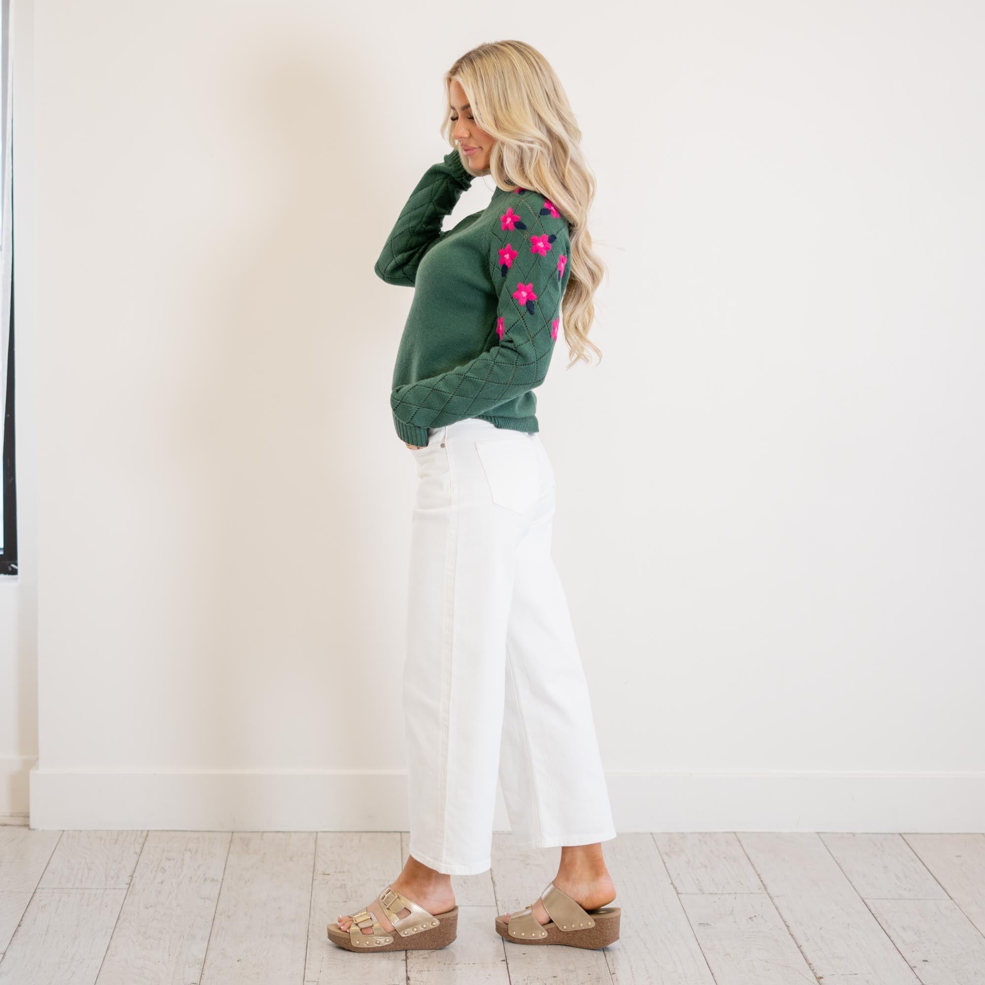 KanCan Calla Ultra High Rise Crop Wide White