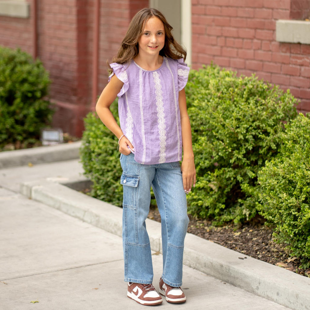 Kids Bay High Rise Slim Straight Cargo