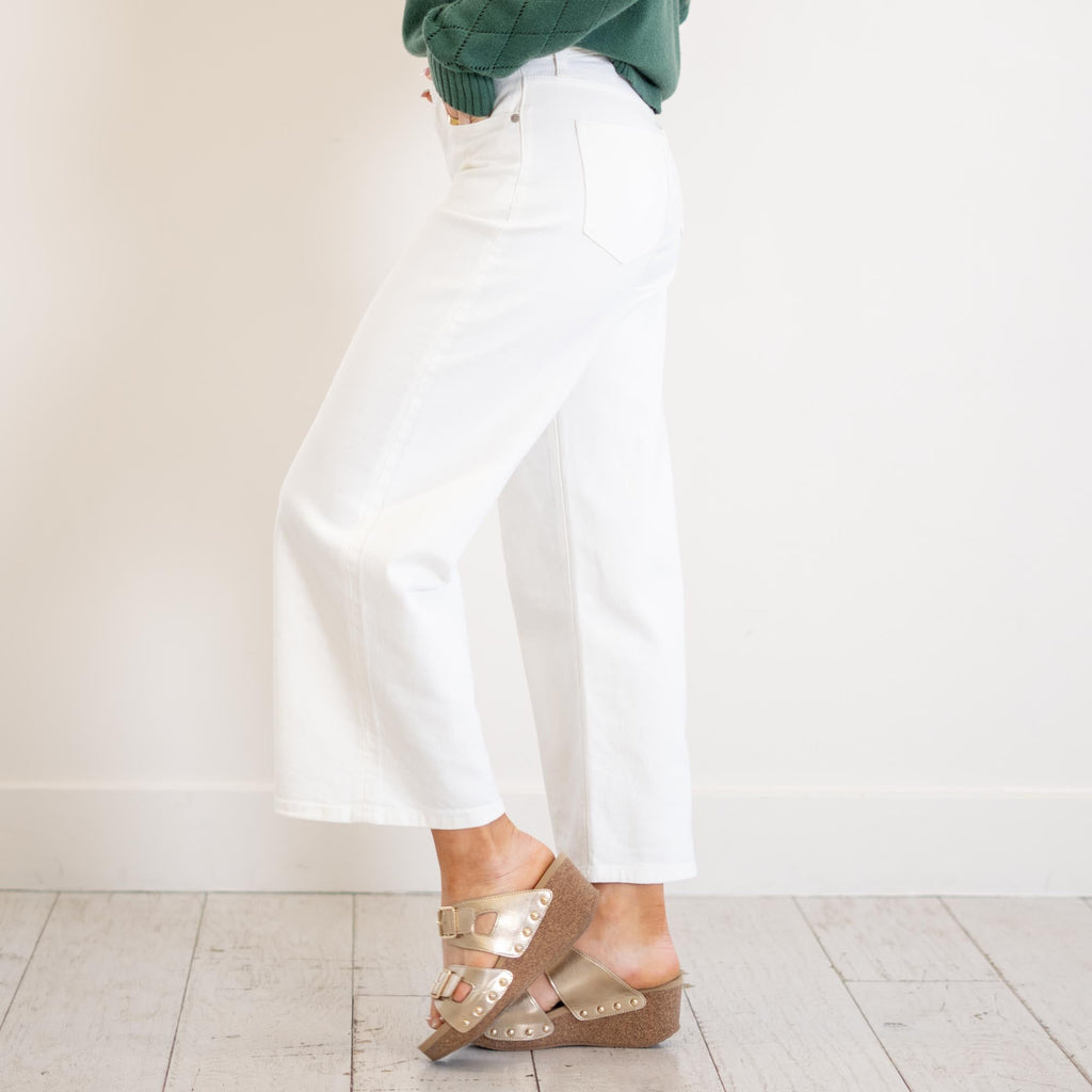 KanCan Calla Ultra High Rise Crop Wide White
