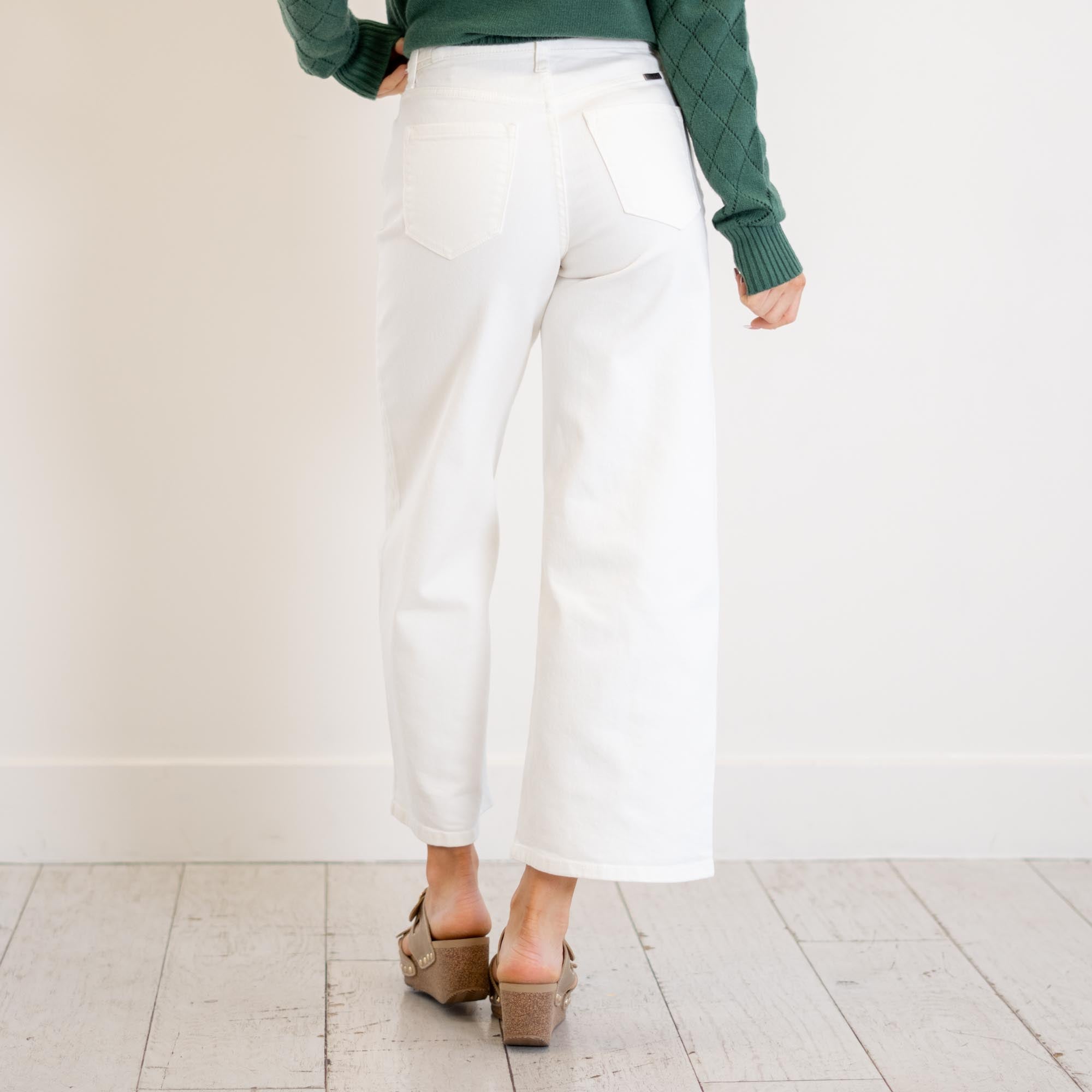 KanCan Calla Ultra High Rise Crop Wide White