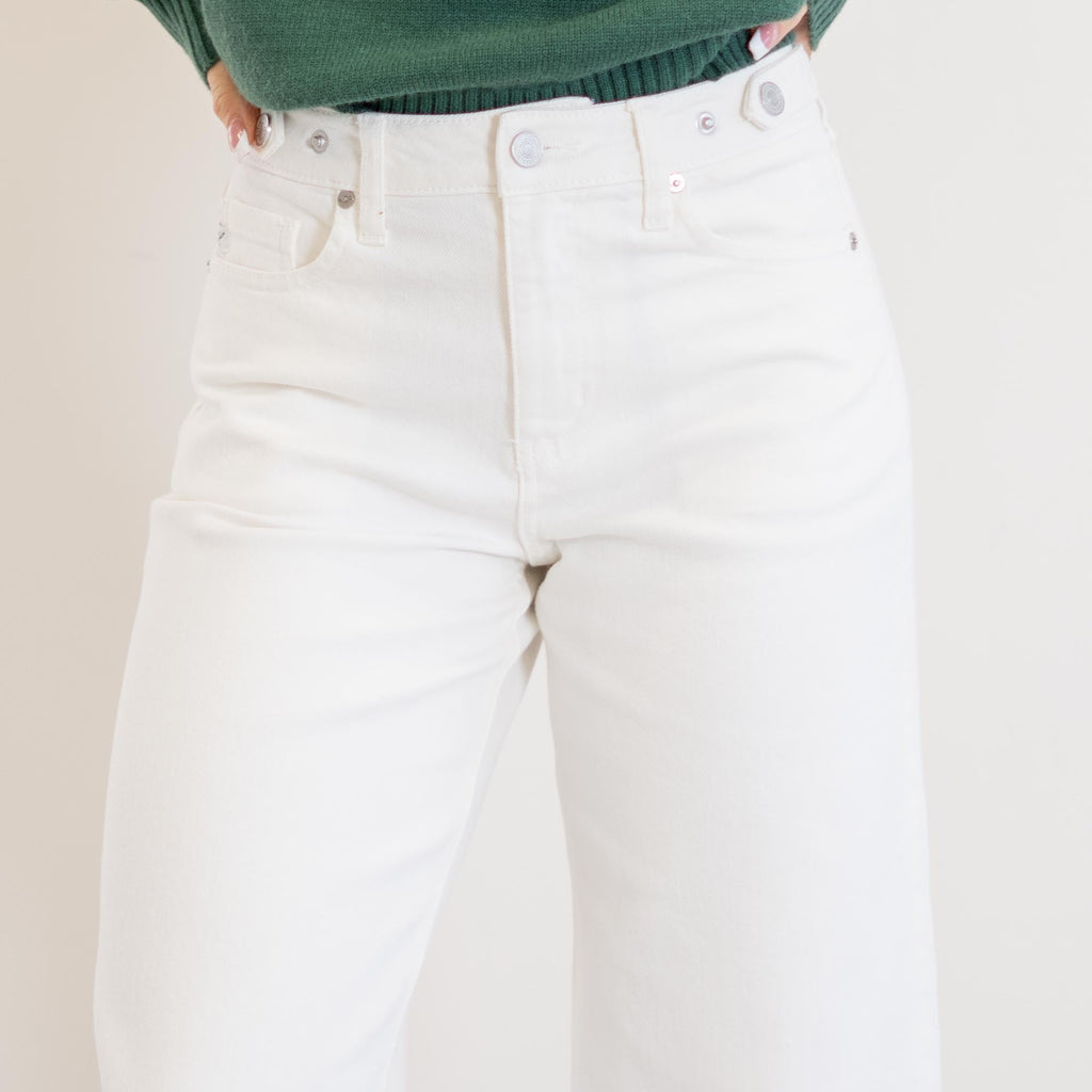 KanCan Calla Ultra High Rise Crop Wide White