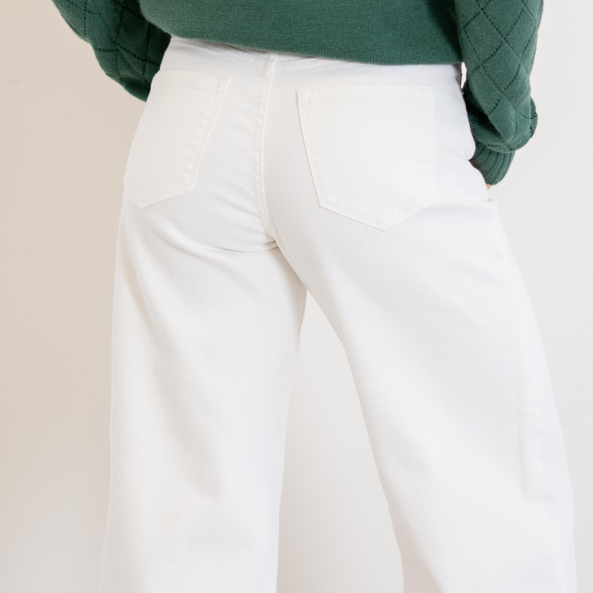 KanCan Calla Ultra High Rise Crop Wide White