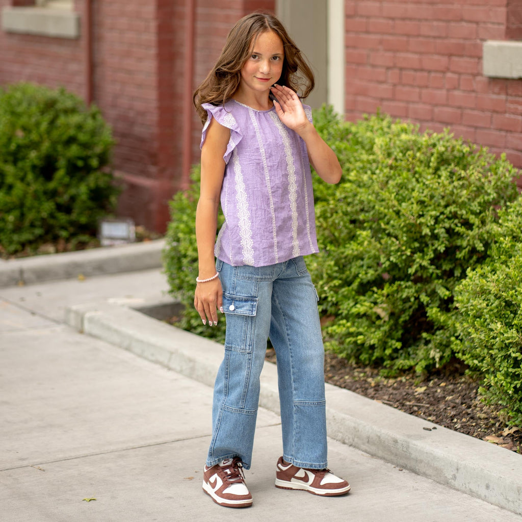 Kids Bay High Rise Slim Straight Cargo