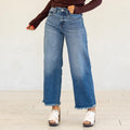 KanCan Aruli Essentials High Rise Cropped Wide Leg Jeans Medium Blue Wash