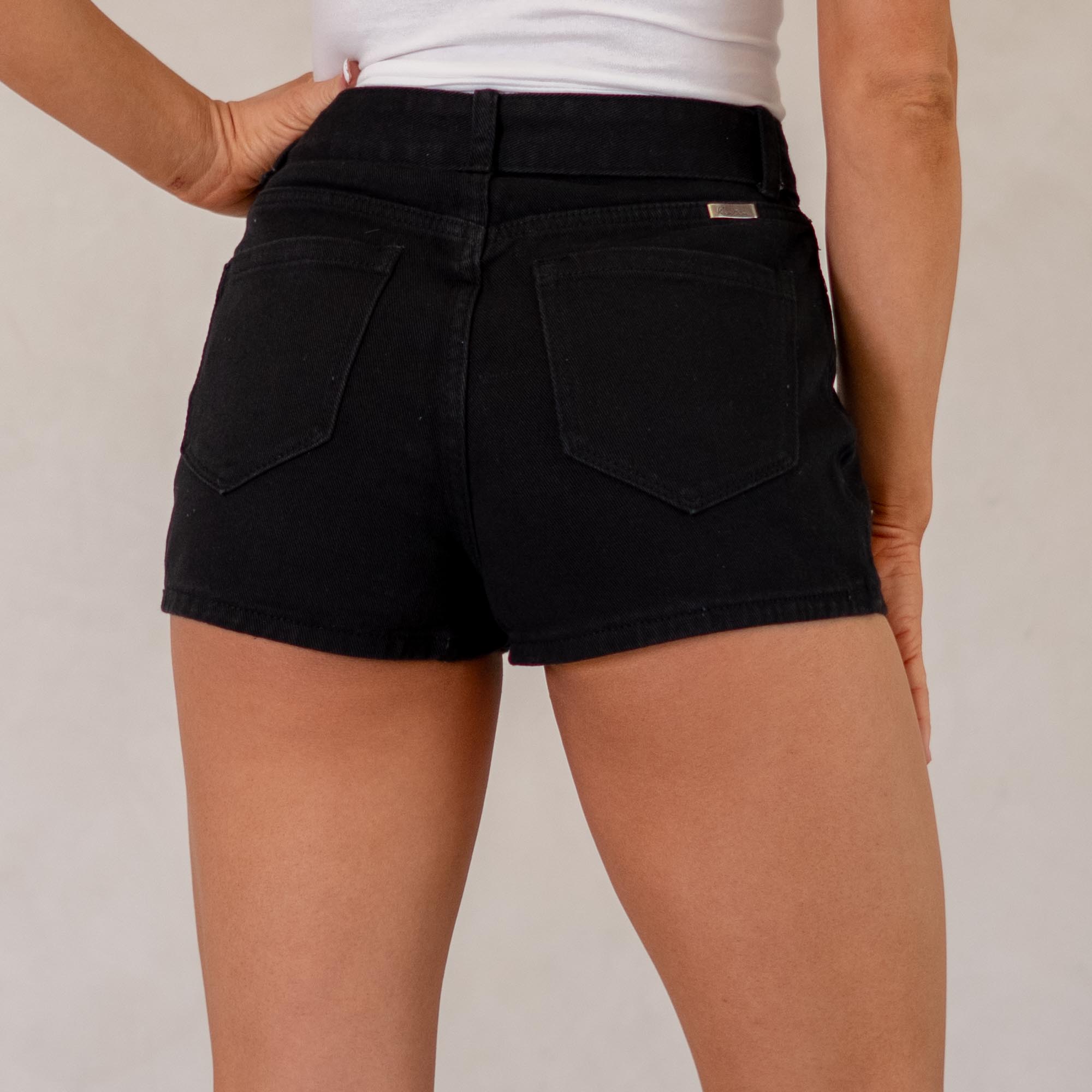 KanCan Abby High Rise Belted Shorts Black