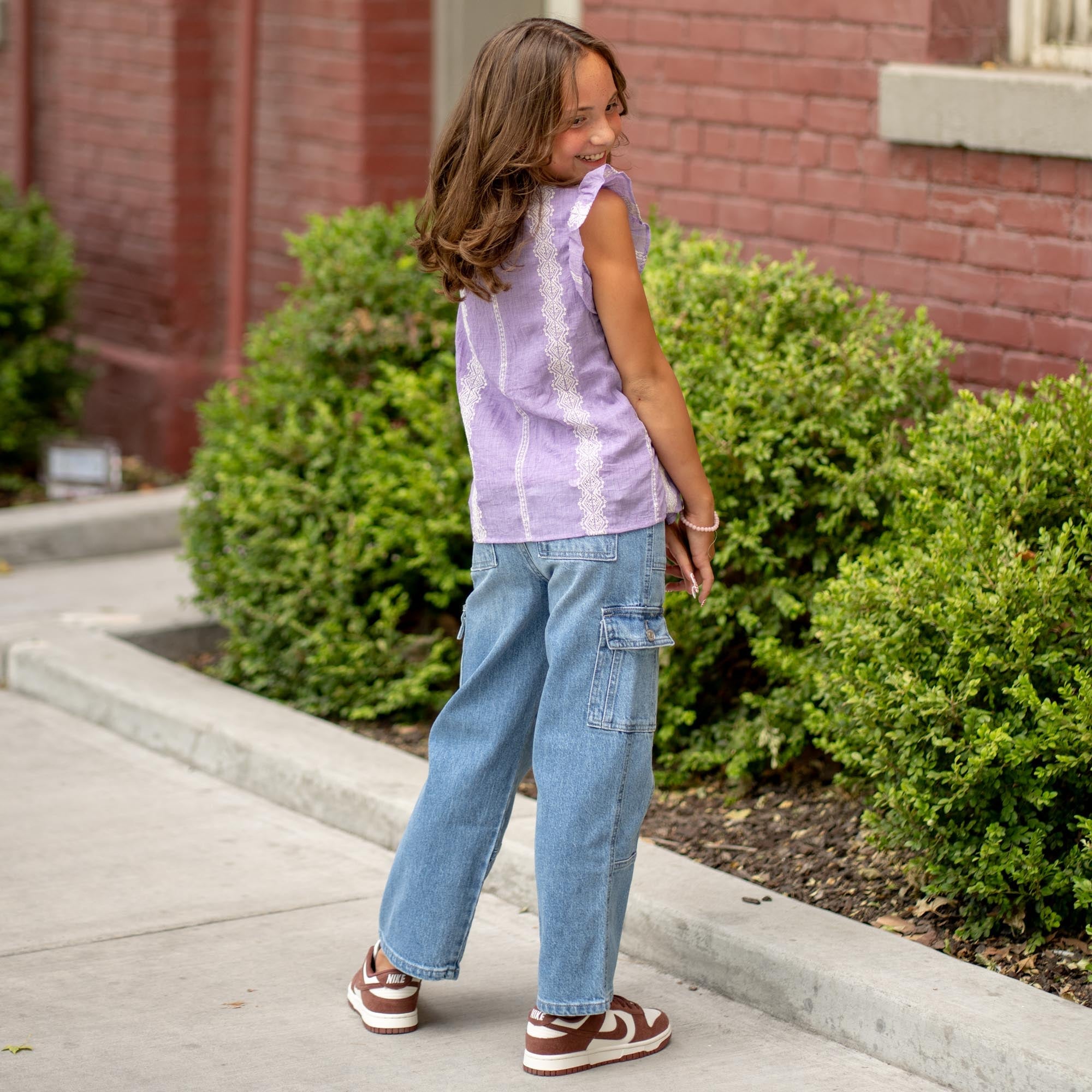 Kids Bay High Rise Slim Straight Cargo