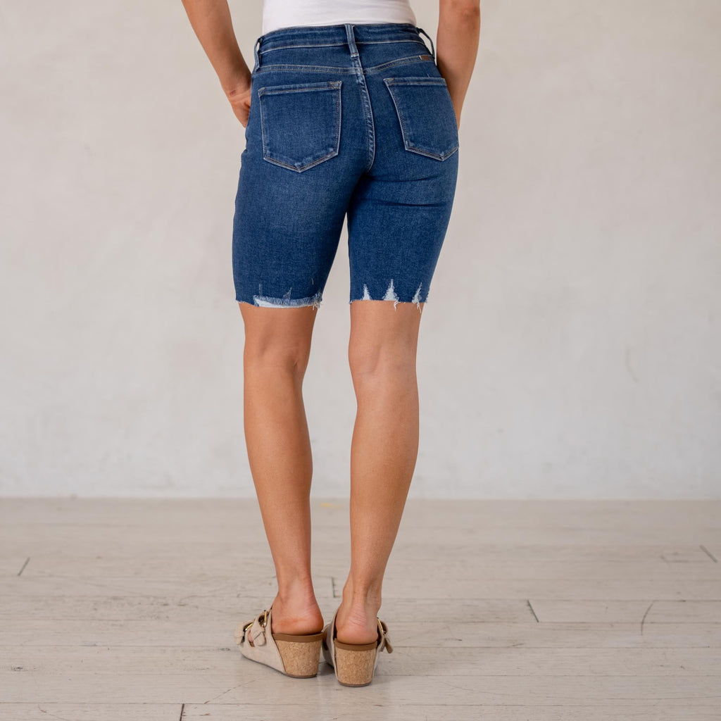 KanCan Dockweiler Essentials Mid Rise Bermuda Shorts Dark Blue