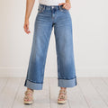 KanCan Lisa Mid Rise Wide Medium Blue
