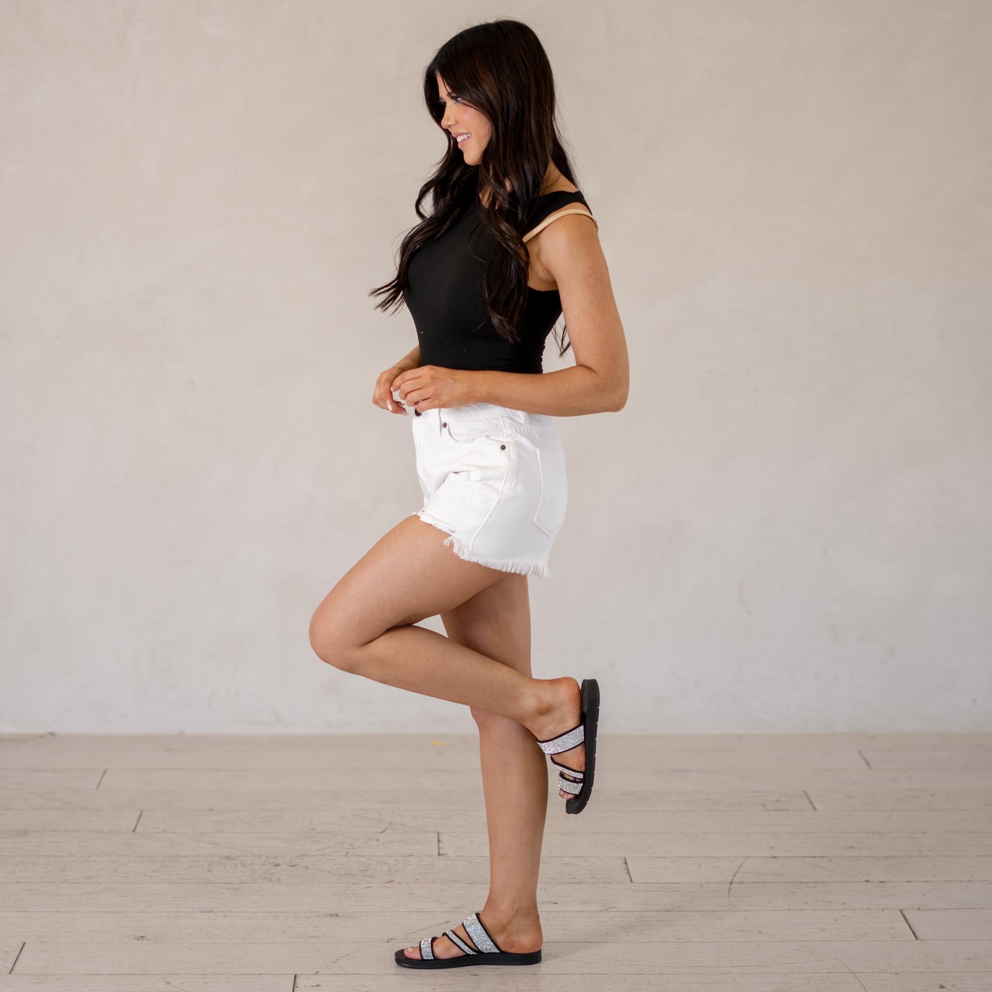 KanCan Shana High Rise Shorts White