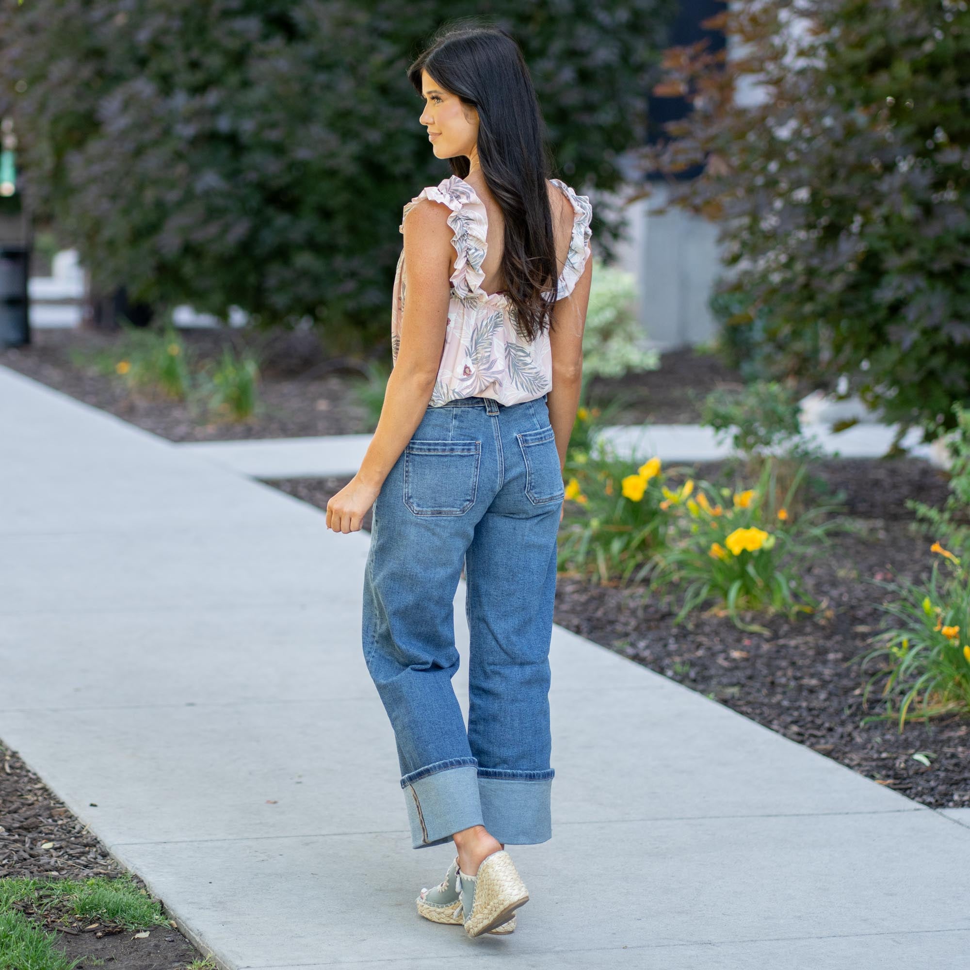 KanCan Beck Mid Rise Wide Leg Jeans Medium Blue Wash