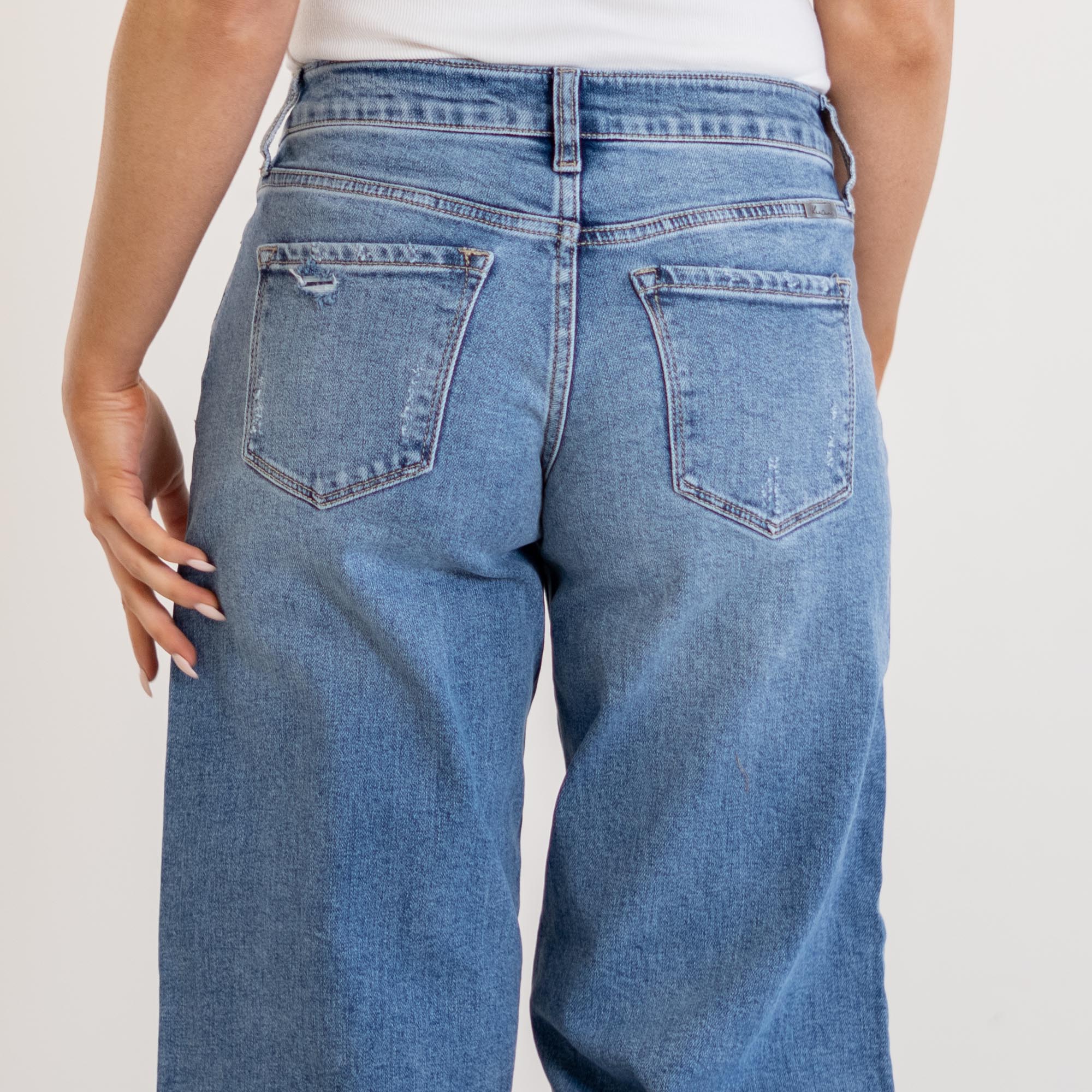 KanCan Lisa Mid Rise Wide Medium Blue