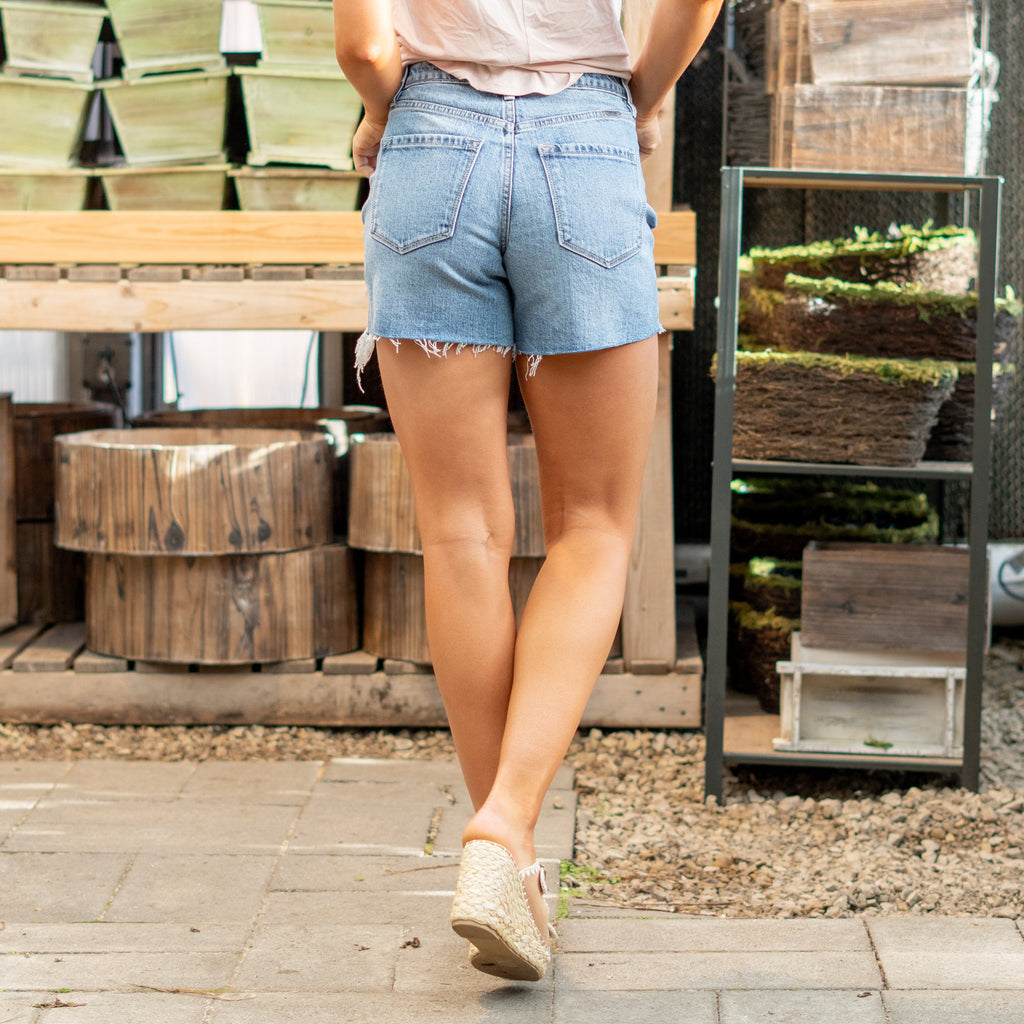 KanCan Tamara High Rise Shorts Medium Blue