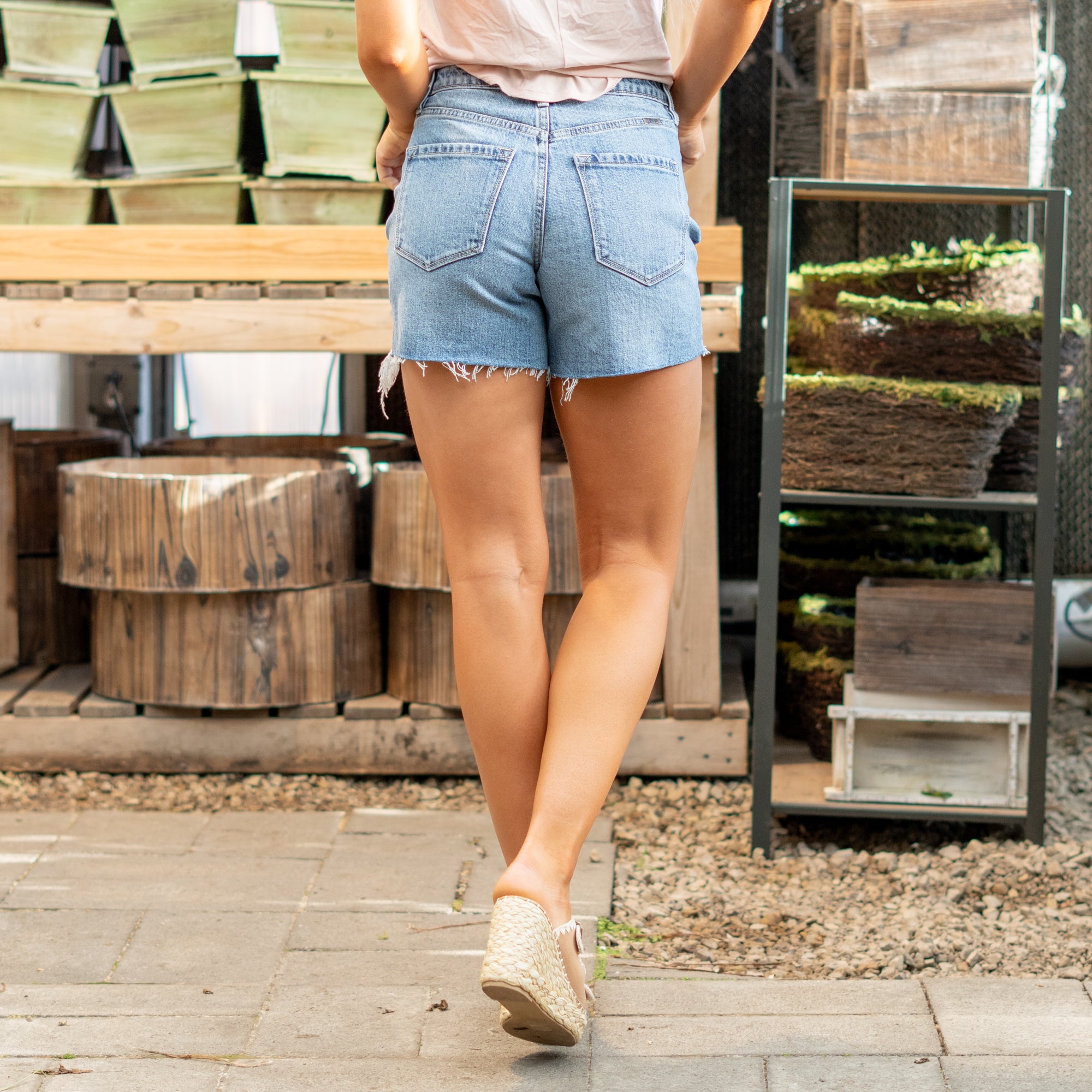 KanCan Tamara High Rise Shorts Medium Blue