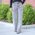 KanCan Rowan Skater Ultra High Rise Straight Leg Grey Jeans