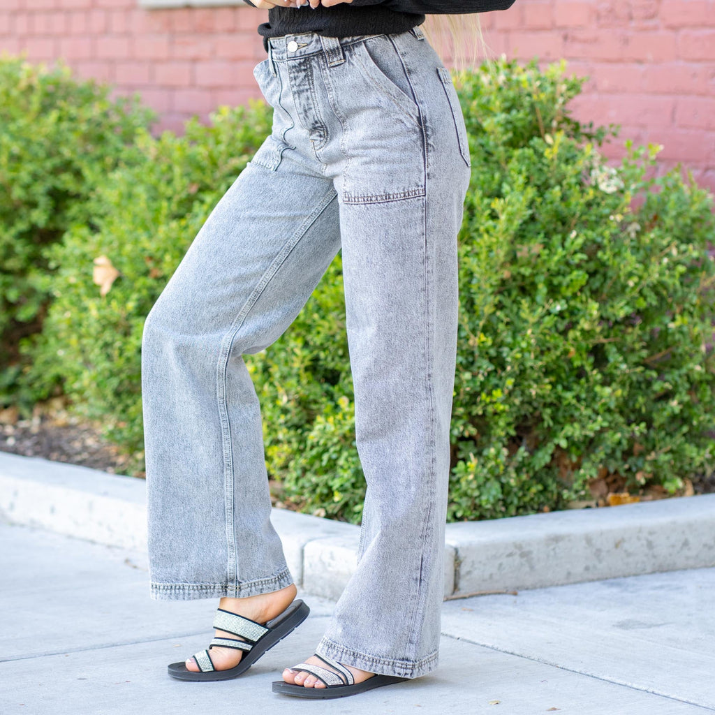 KanCan Rowan Skater Ultra High Rise Straight Leg Grey Jeans