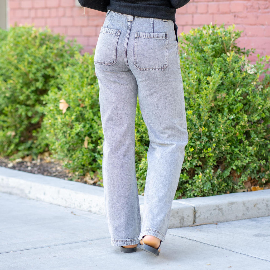 KanCan Rowan Skater Ultra High Rise Straight Leg Grey Jeans
