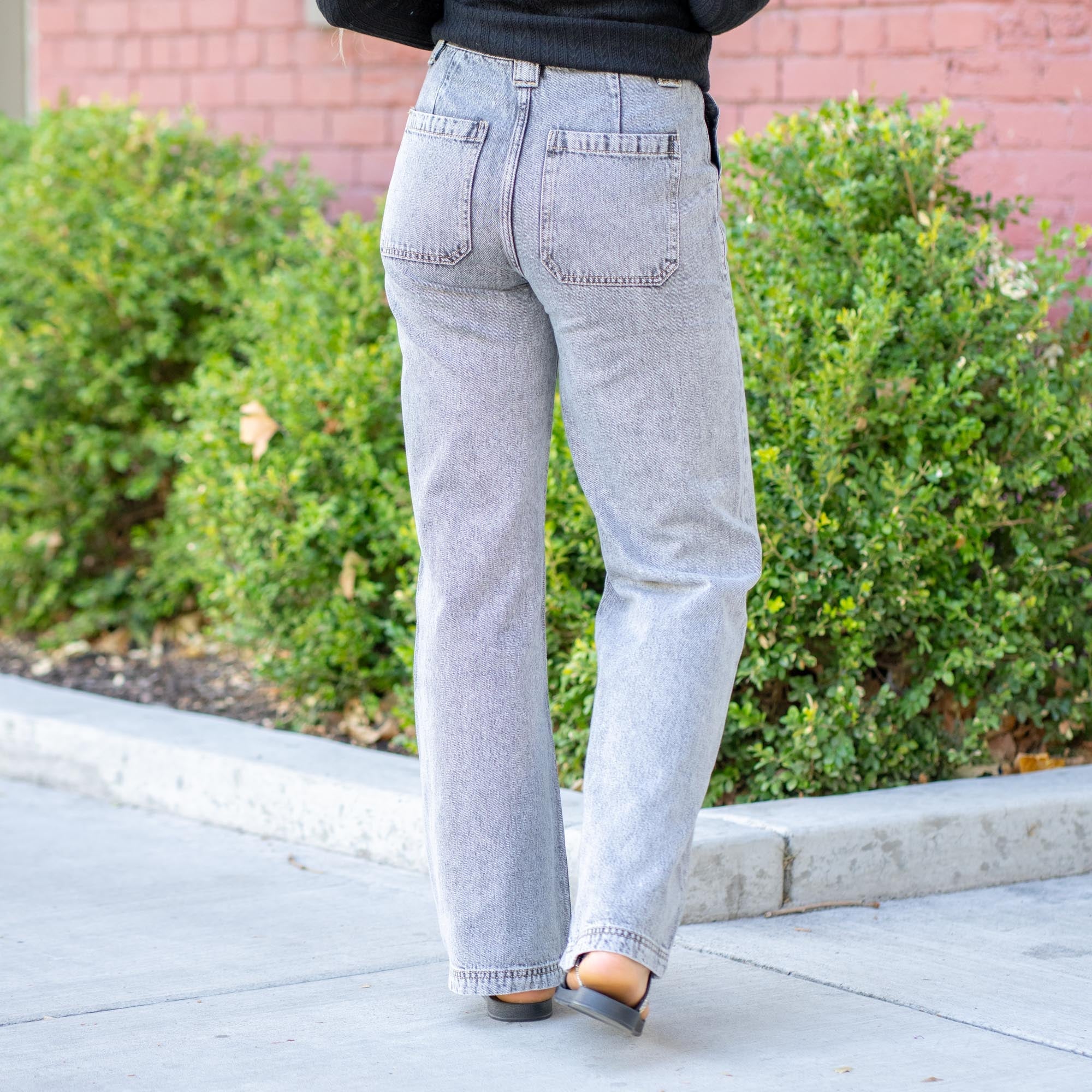 KanCan Rowan Skater Ultra High Rise Straight Leg Grey Jeans