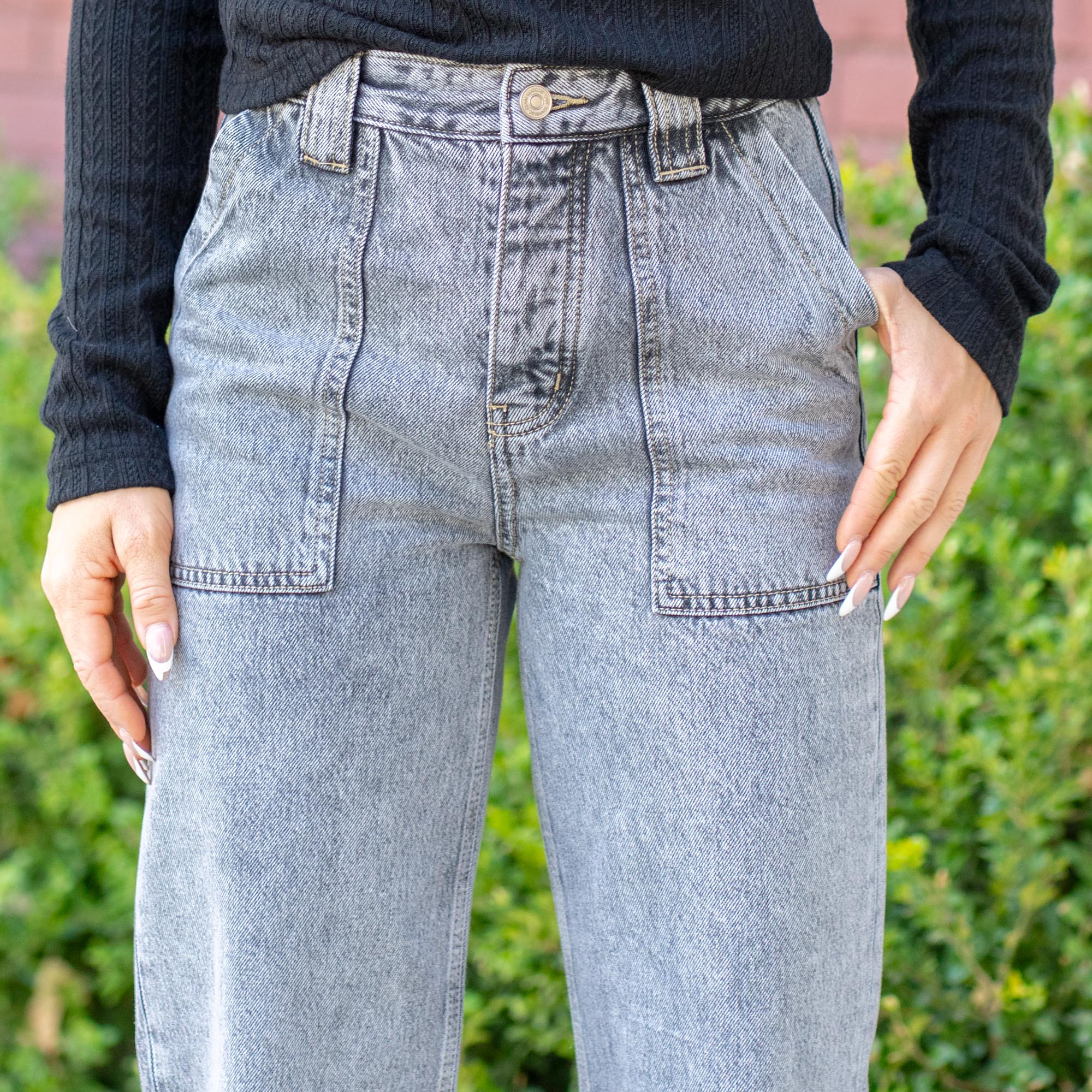 KanCan Rowan Skater Ultra High Rise Straight Leg Grey Jeans