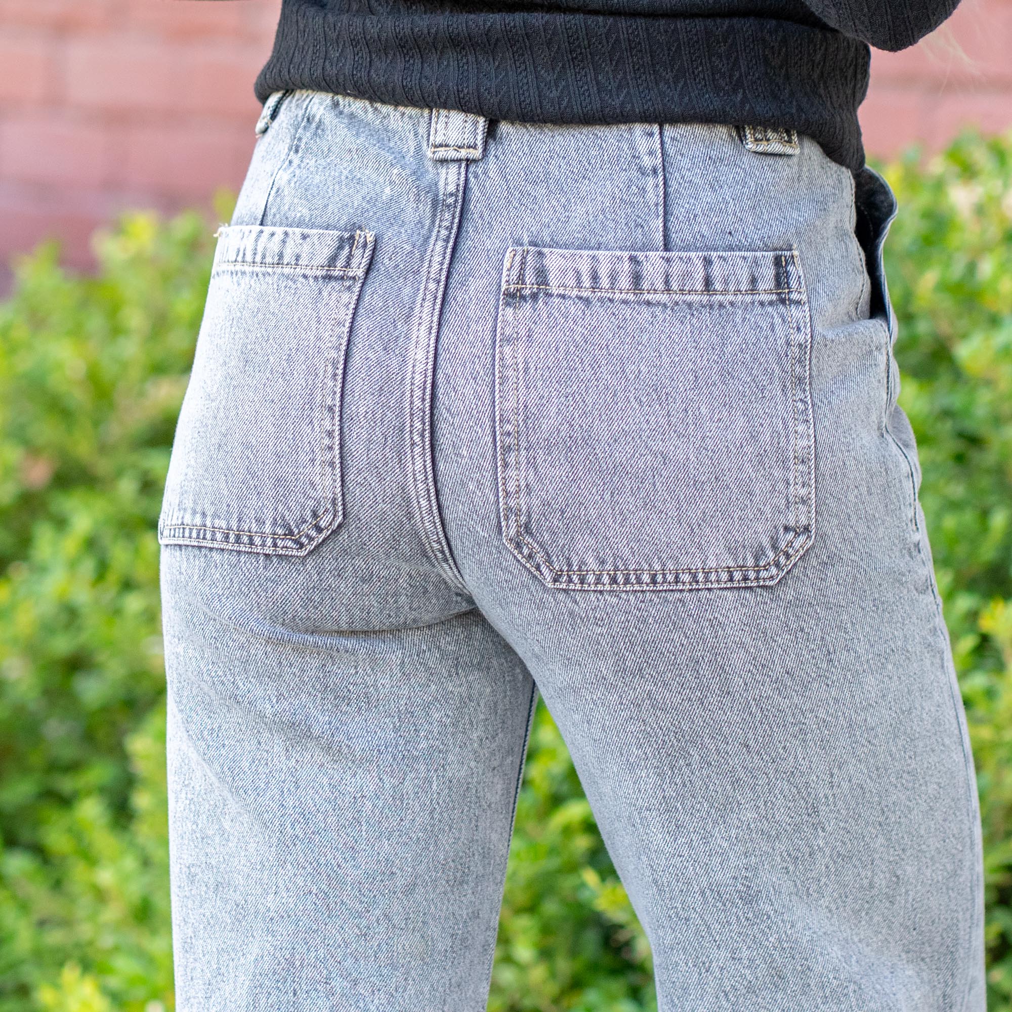 KanCan Rowan Skater Ultra High Rise Straight Leg Grey Jeans