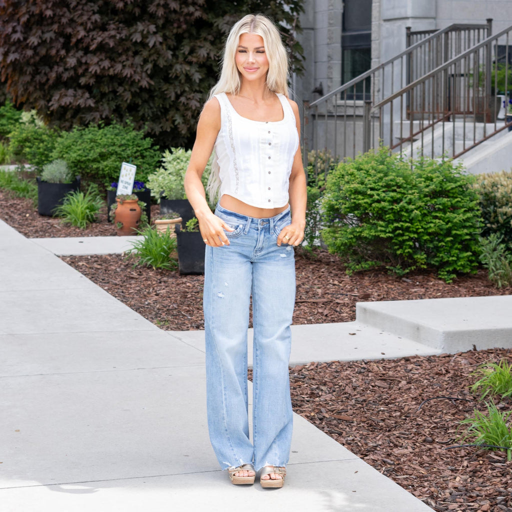 KanCan Selma Mid Rise Wide Fit Classic 5-Pocket Rigid Jeans
