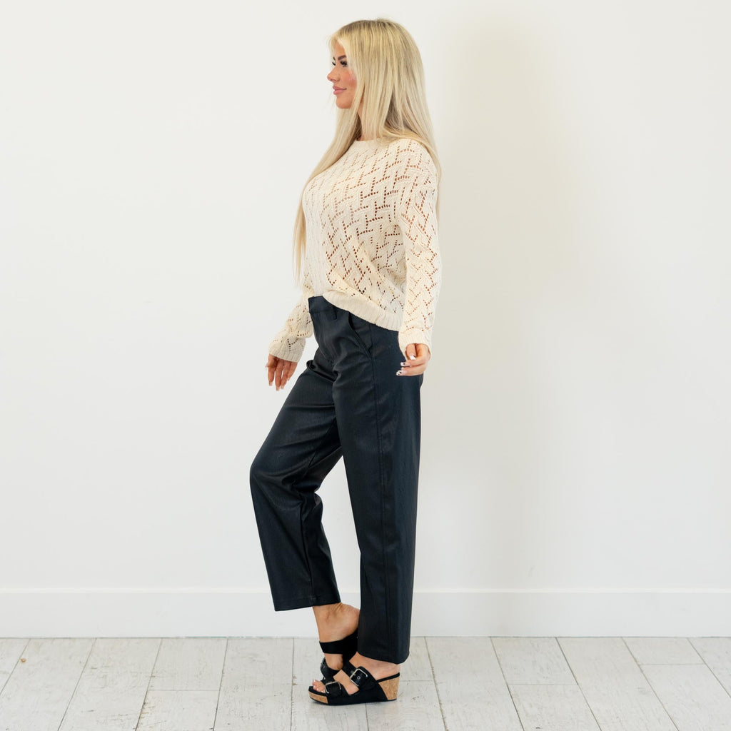 KanCan Darlene High Rise Faux Leather Barrel Pants