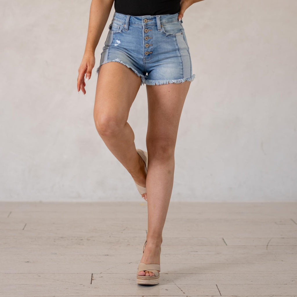 KanCan Tiffany High Rise Shorts Medium Blue