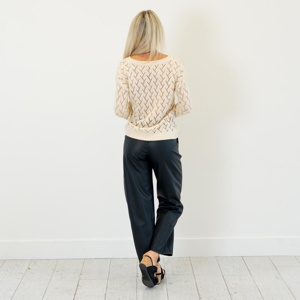 KanCan Darlene High Rise Faux Leather Barrel Pants