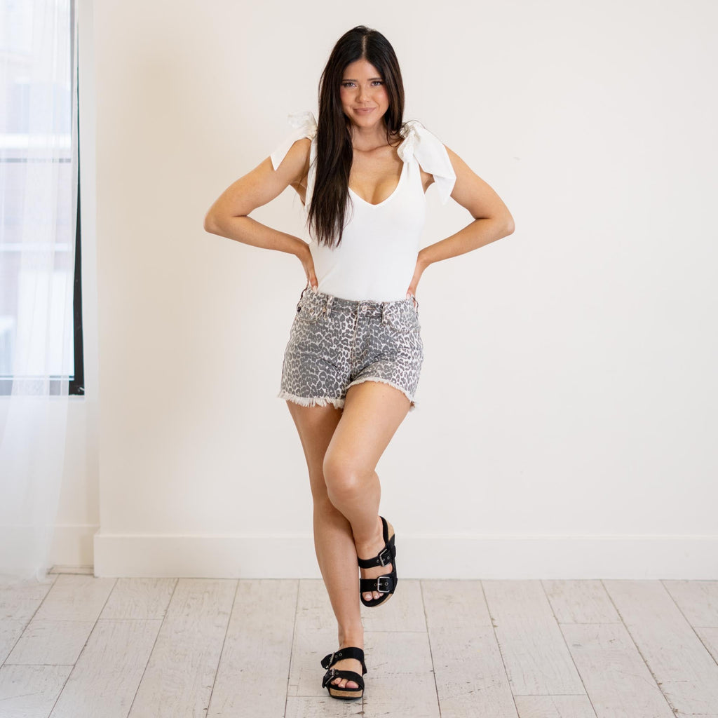 KanCan Lucielle High Rise Shorts Leopard Print