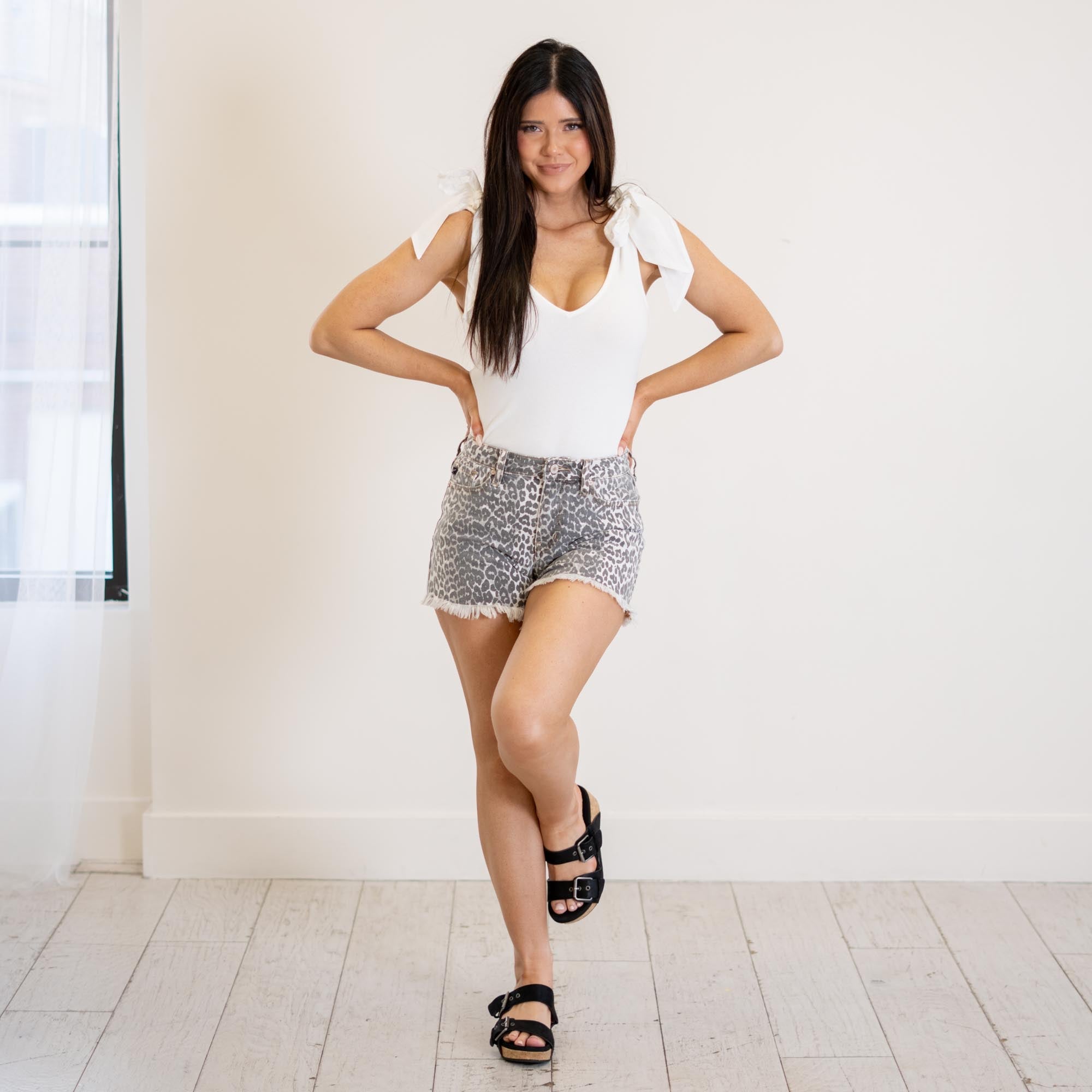 KanCan Lucielle High Rise Shorts Leopard Print