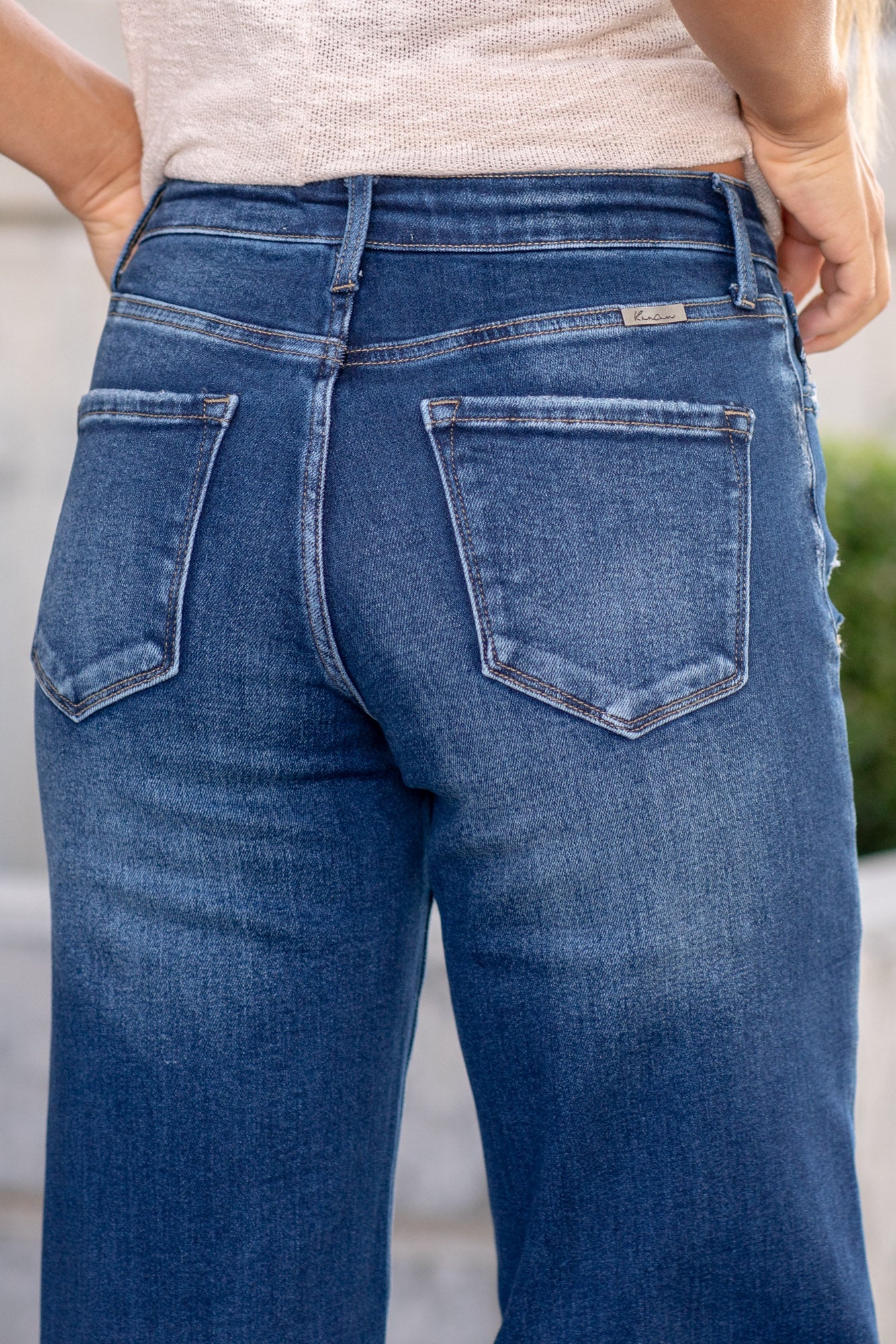 KanCan Dania High Rise Wide Leg Dark Blue Wash Jeans
