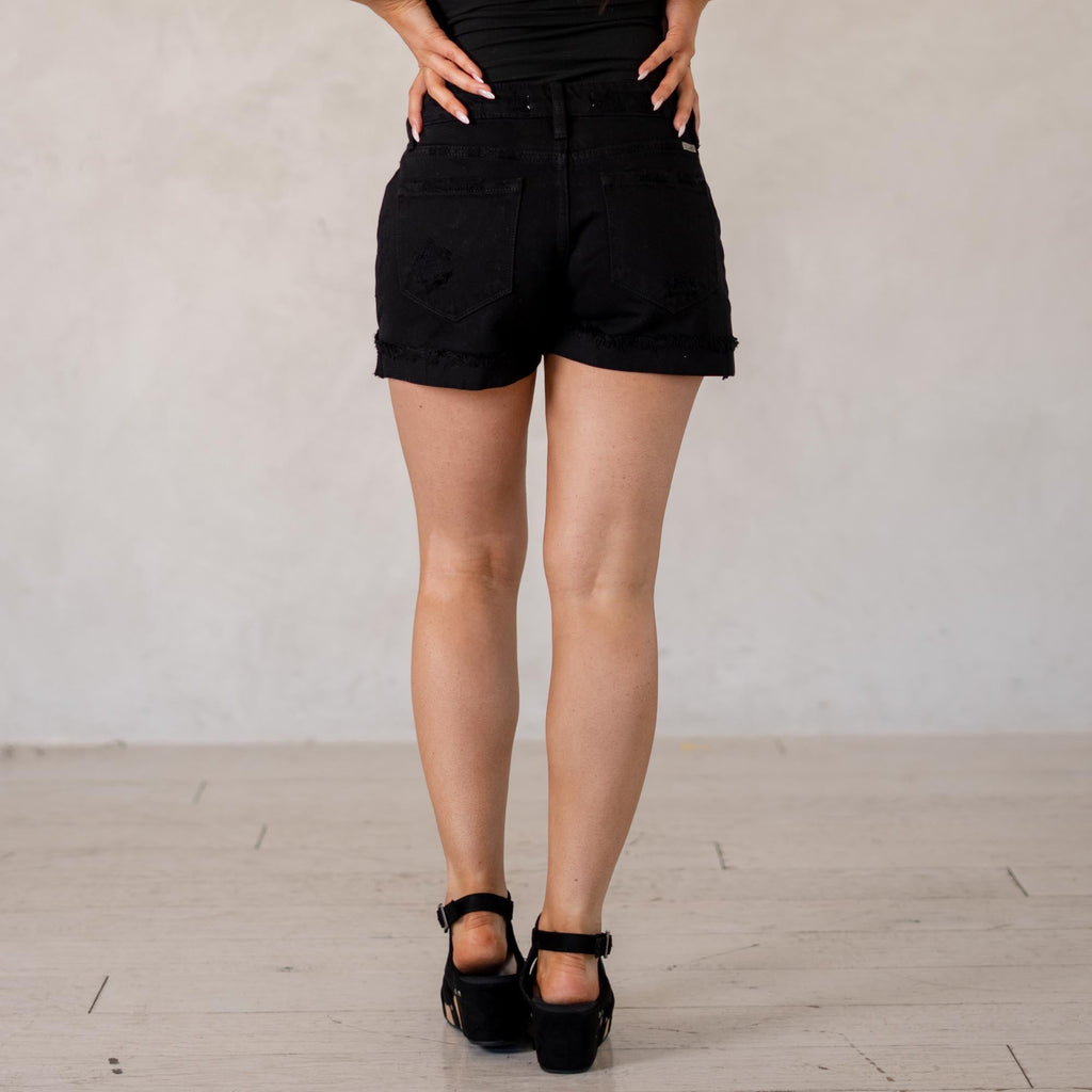 KanCan Tanner Mid Rise Shorts Black