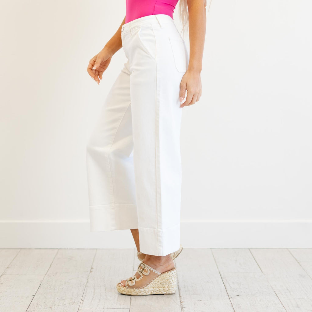 KanCan Stacy High Rise Wide Leg Jeans White