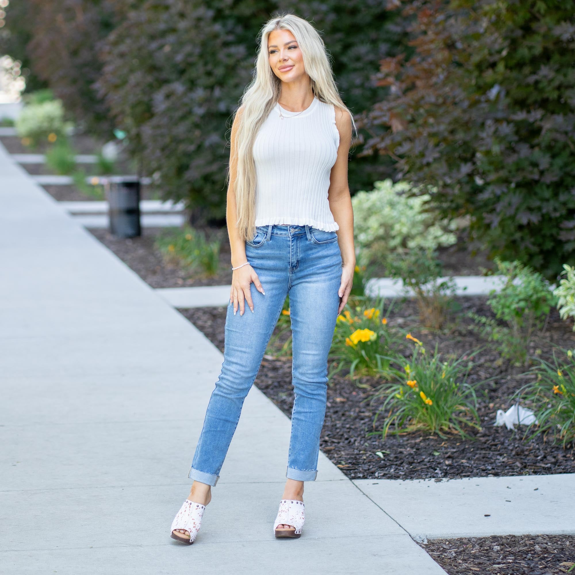 Curvy Fit Cristina High Rise Slim Straight Leg