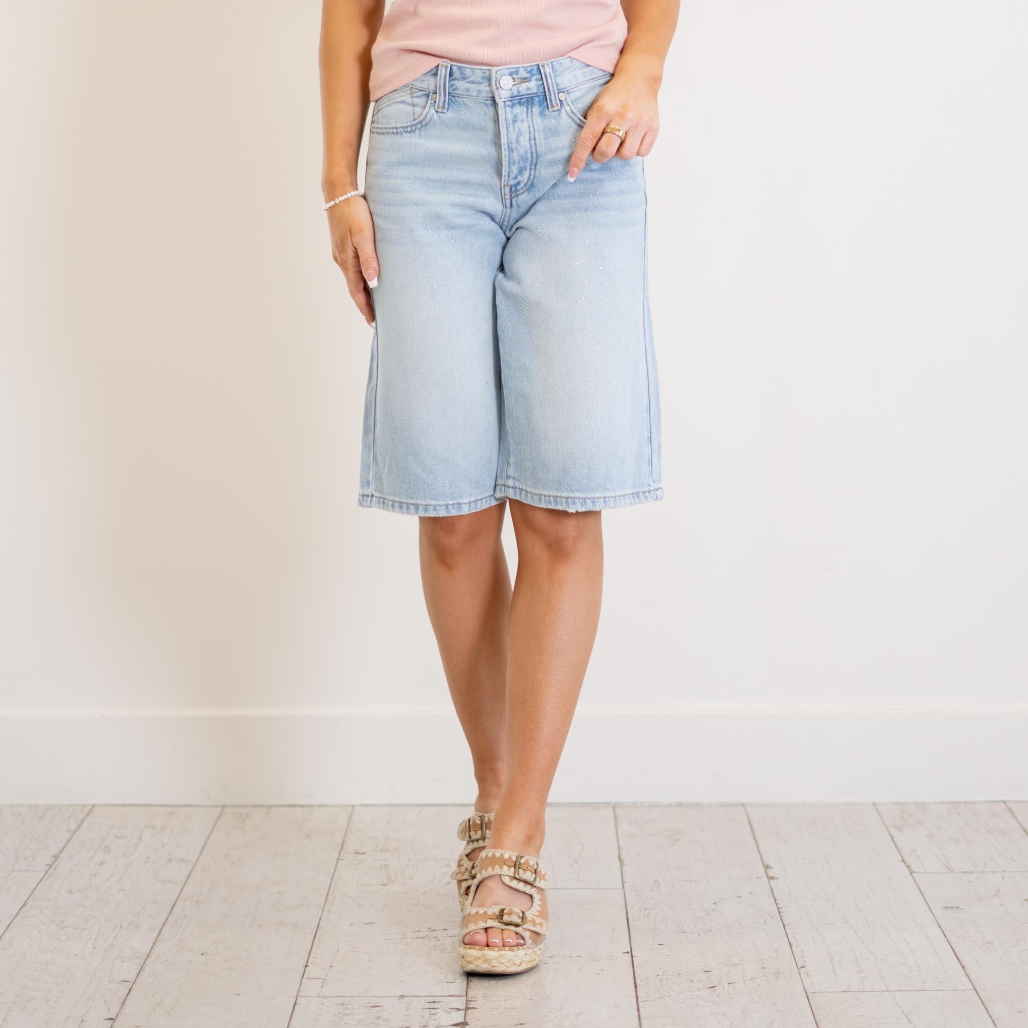 KanCan Darla Low Slung Baggy Jorts – Rigid Oversized Bermuda Denim