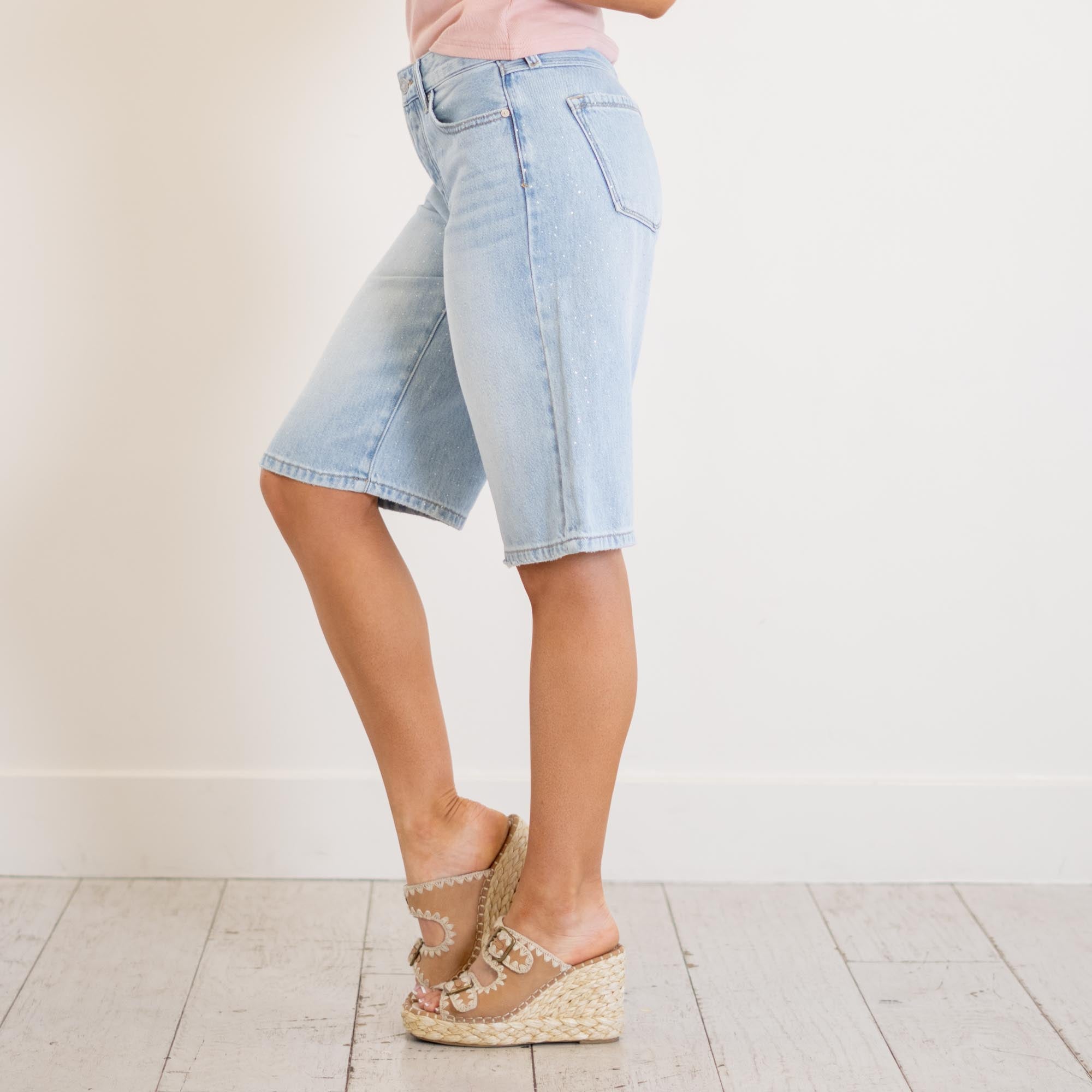 KanCan Darla Low Slung Baggy Jorts – Rigid Oversized Bermuda Denim