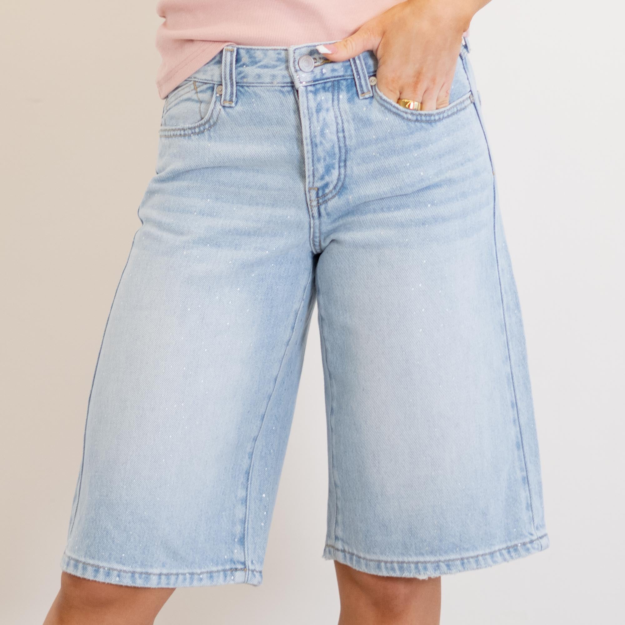 KanCan Darla Low Slung Baggy Jorts – Rigid Oversized Bermuda Denim
